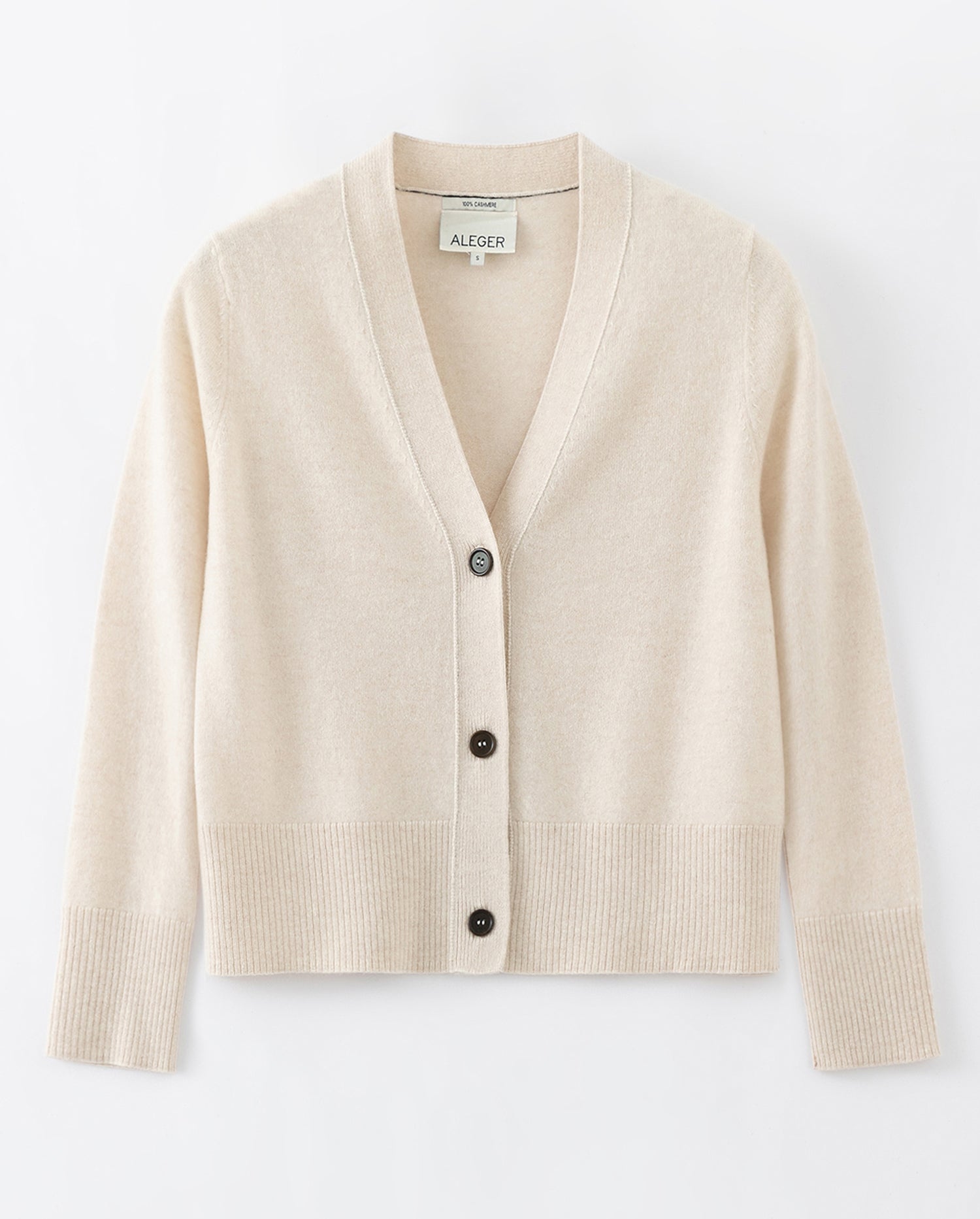 N.09 PURE CASHMERE SEAM DETAIL CARDIGAN PEARL SHELL