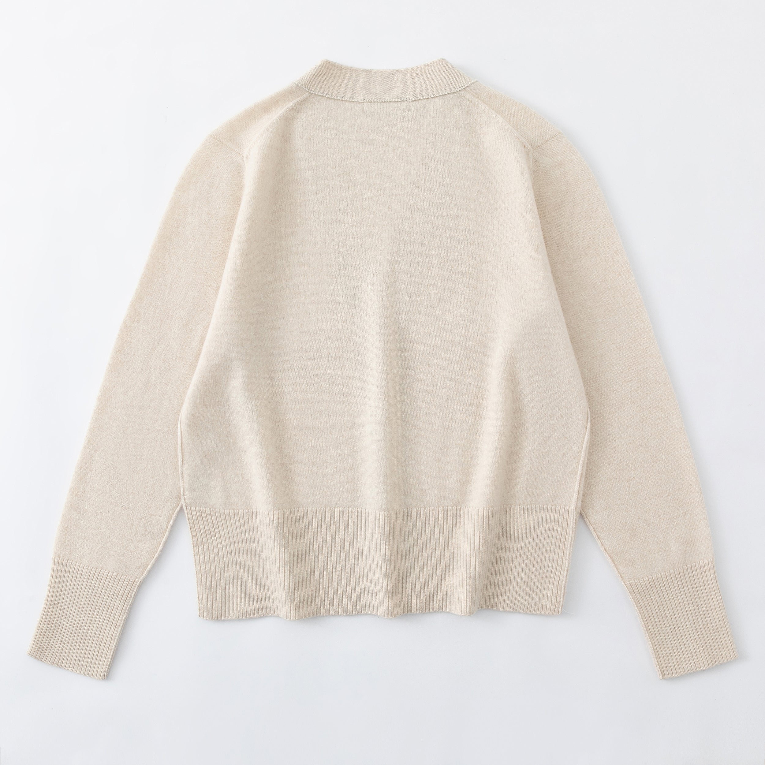 N.09 PURE CASHMERE SEAM DETAIL CARDIGAN PEARL SHELL