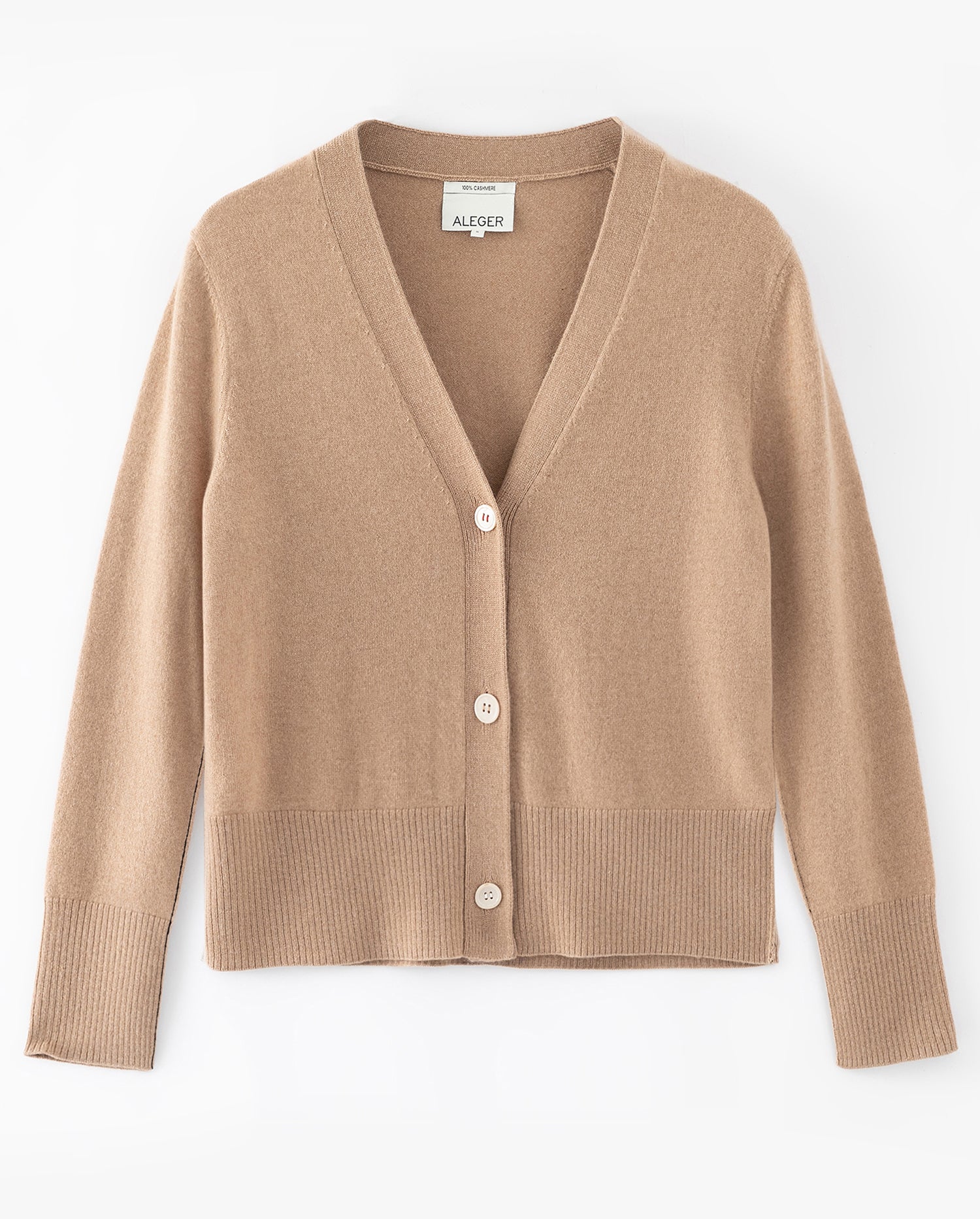 N.09 PURE CASHMERE SEAM DETAIL CARDIGAN TAN