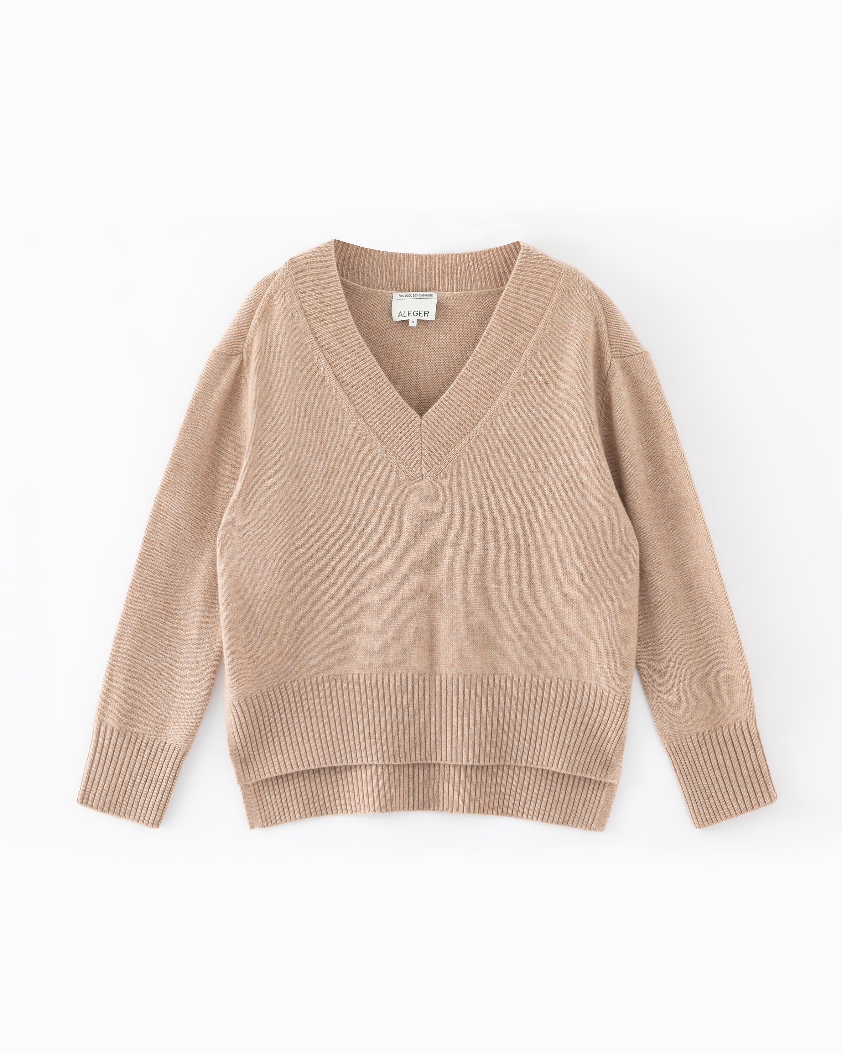 N.136 CASHMERE BLEND OVERSIZED V NECK TOFFEE