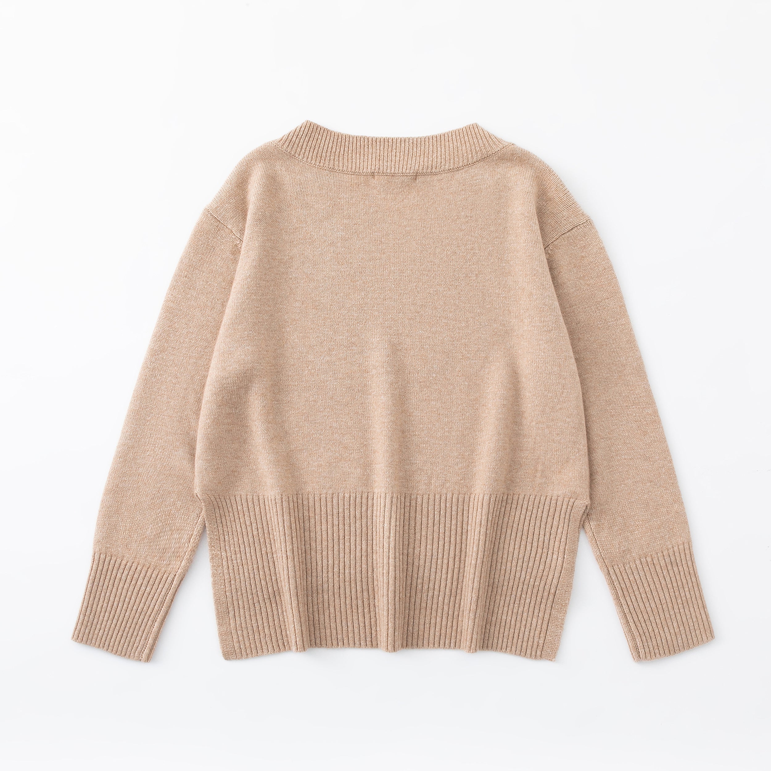 N.136 CASHMERE BLEND OVERSIZED V NECK TOFFEE