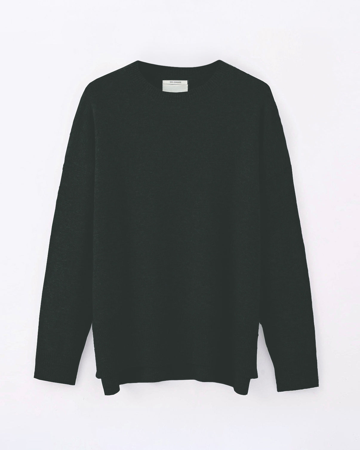 N.184 CASHMERE BLEND HI LO SLOUCH CREW BLACK