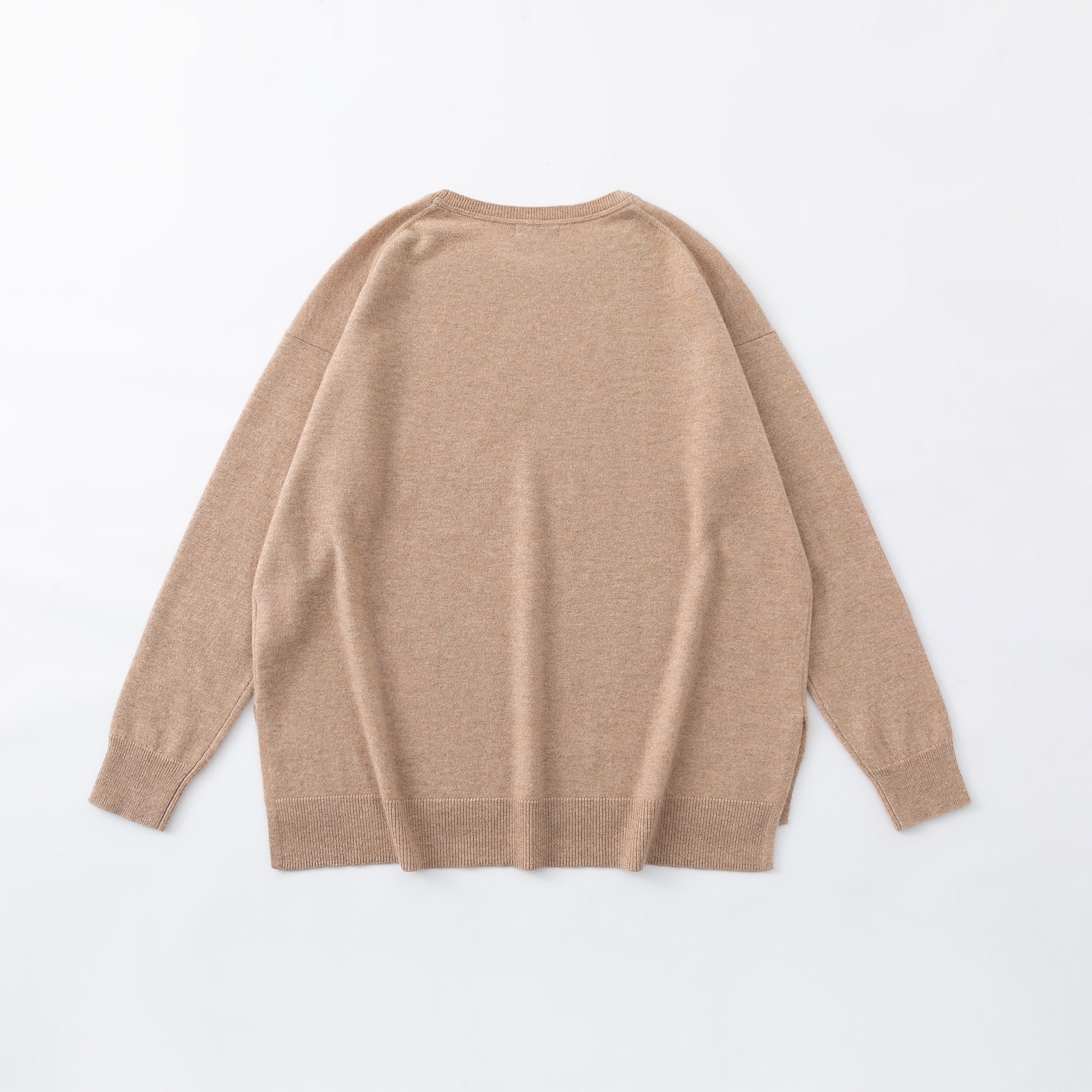 N.184 CASHMERE BLEND HI LO SLOUCH CREW TOFFEE