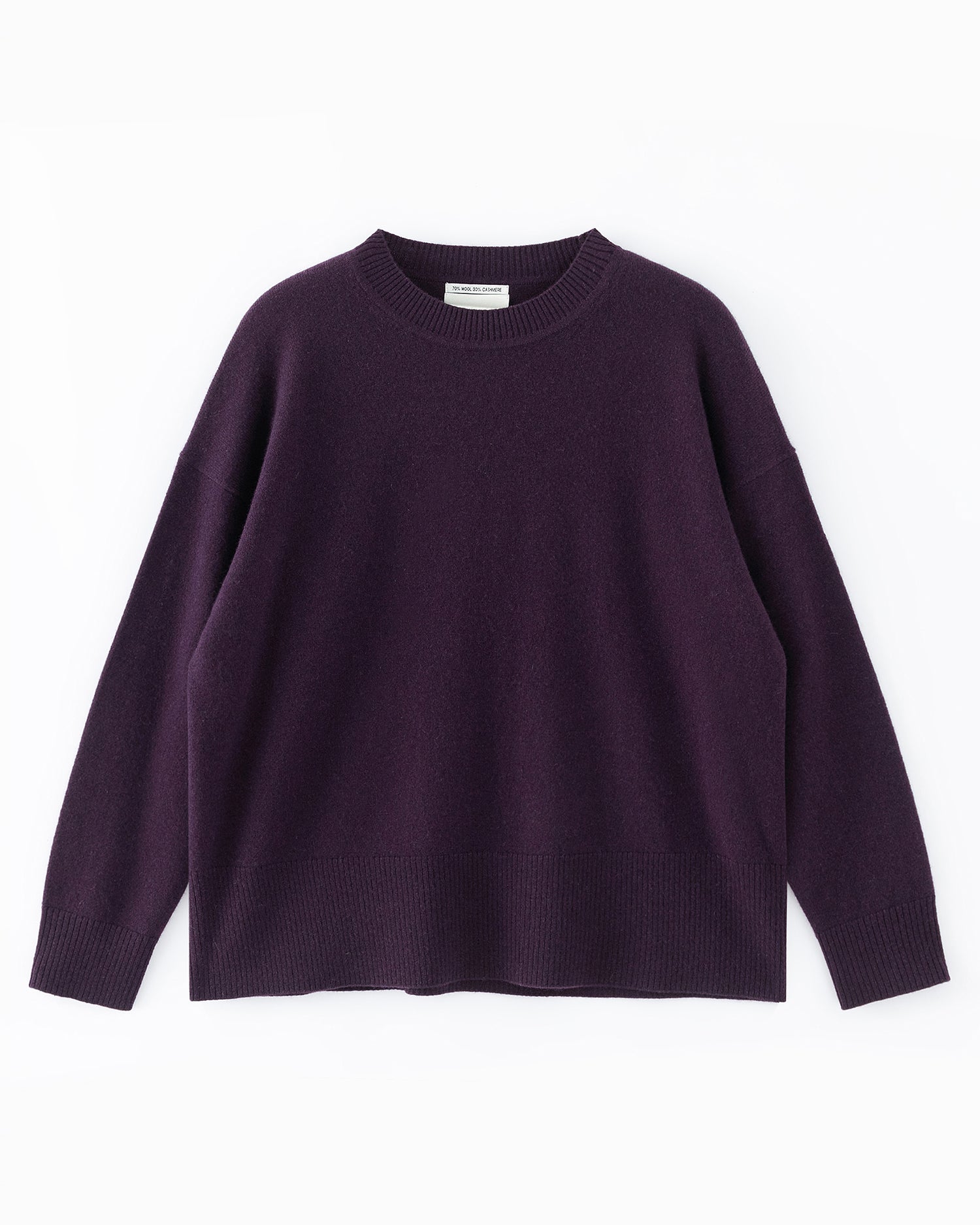 N.20 CASHMERE BLEND OVERSIZE CREW DEEP BERRY