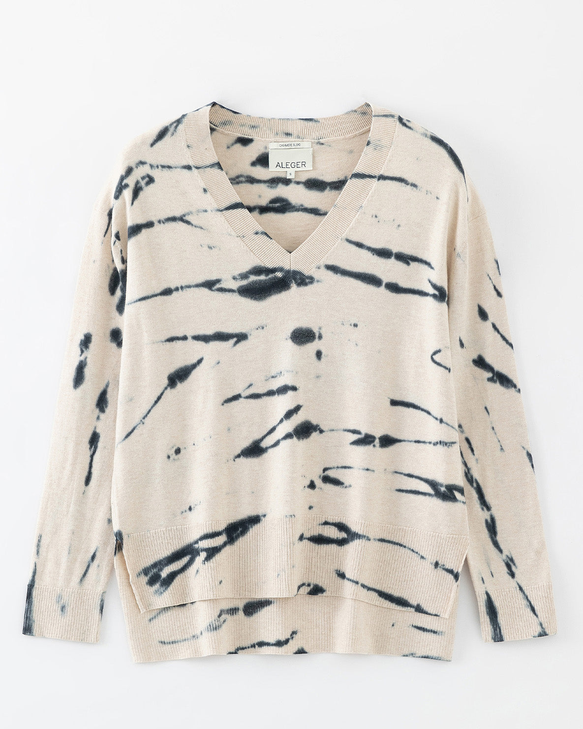 N.21 PIMA COTTON + CASHMERE  HIGH/LOW HEM V-NECK -ANIMALE