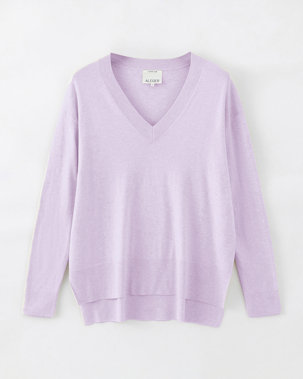 N.21  PIMA COTTON + CASHMERE HIGH/LOW HEM V-NECK -LILAS