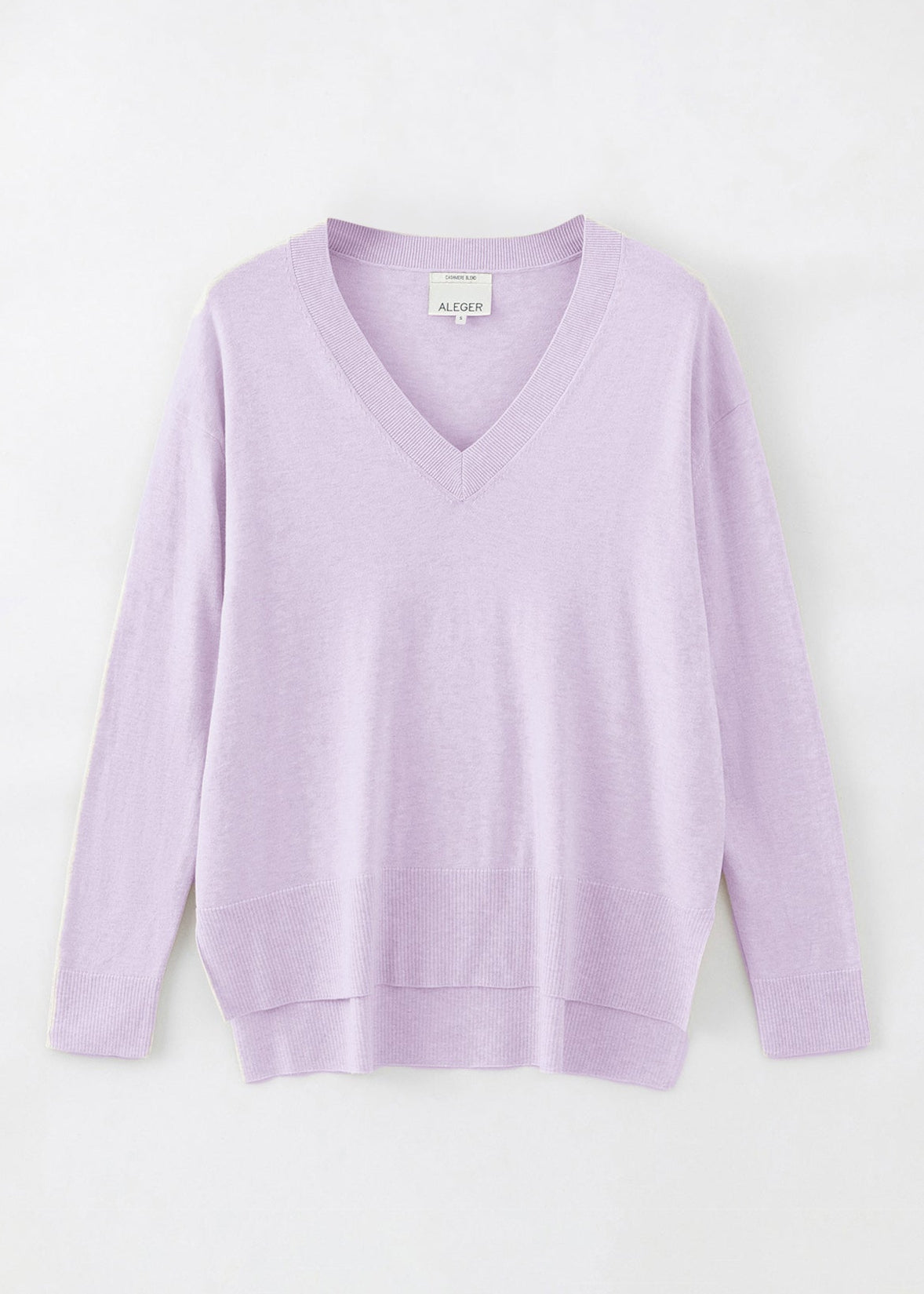 N.21  PIMA COTTON + CASHMERE HIGH/LOW HEM V-NECK -LILAS