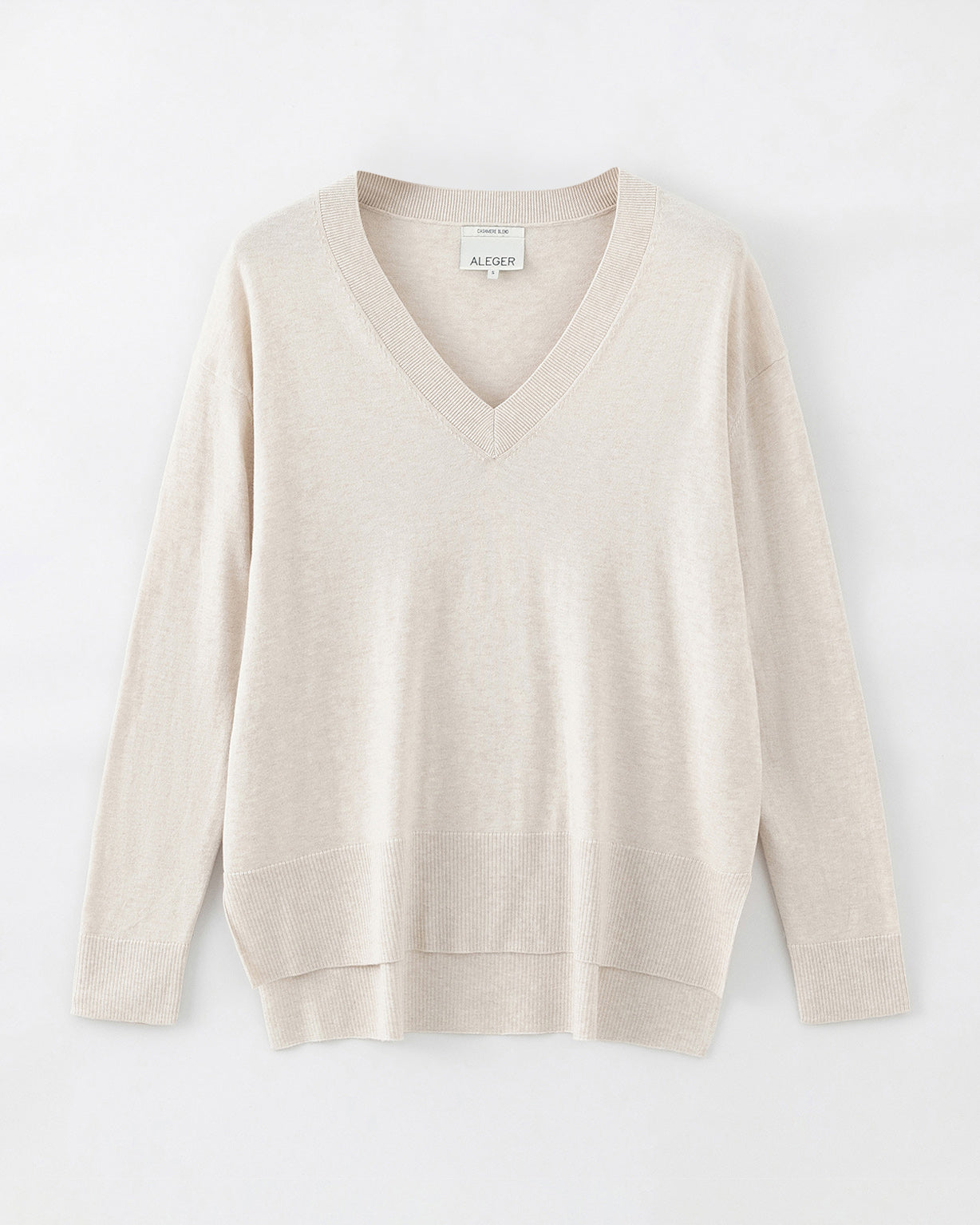 N.21  PIMA COTTON + CASHMERE HIGH/LOW HEM V-NECK -PROSECCO