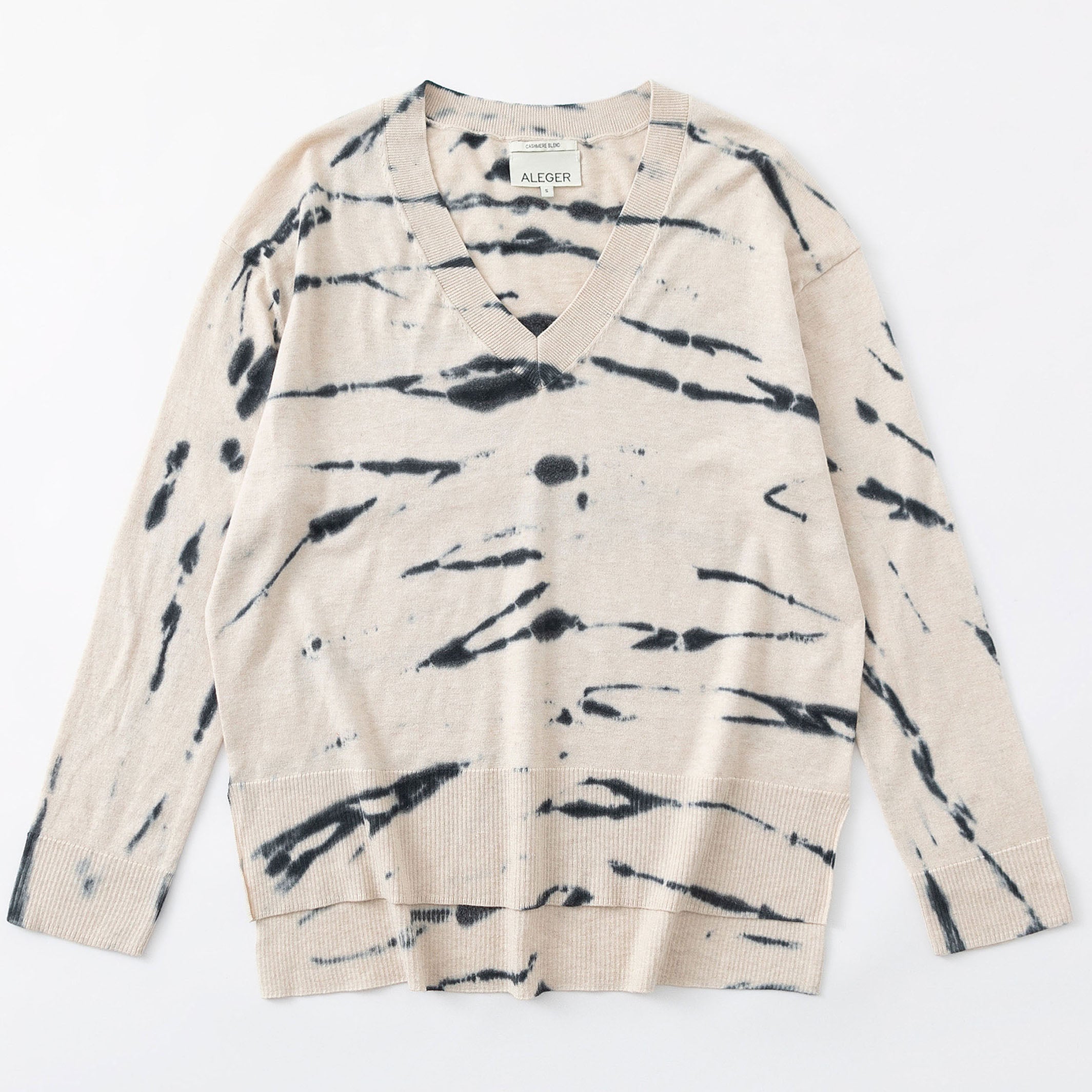 N.21 PIMA COTTON + CASHMERE  HIGH/LOW HEM V-NECK -ANIMALE