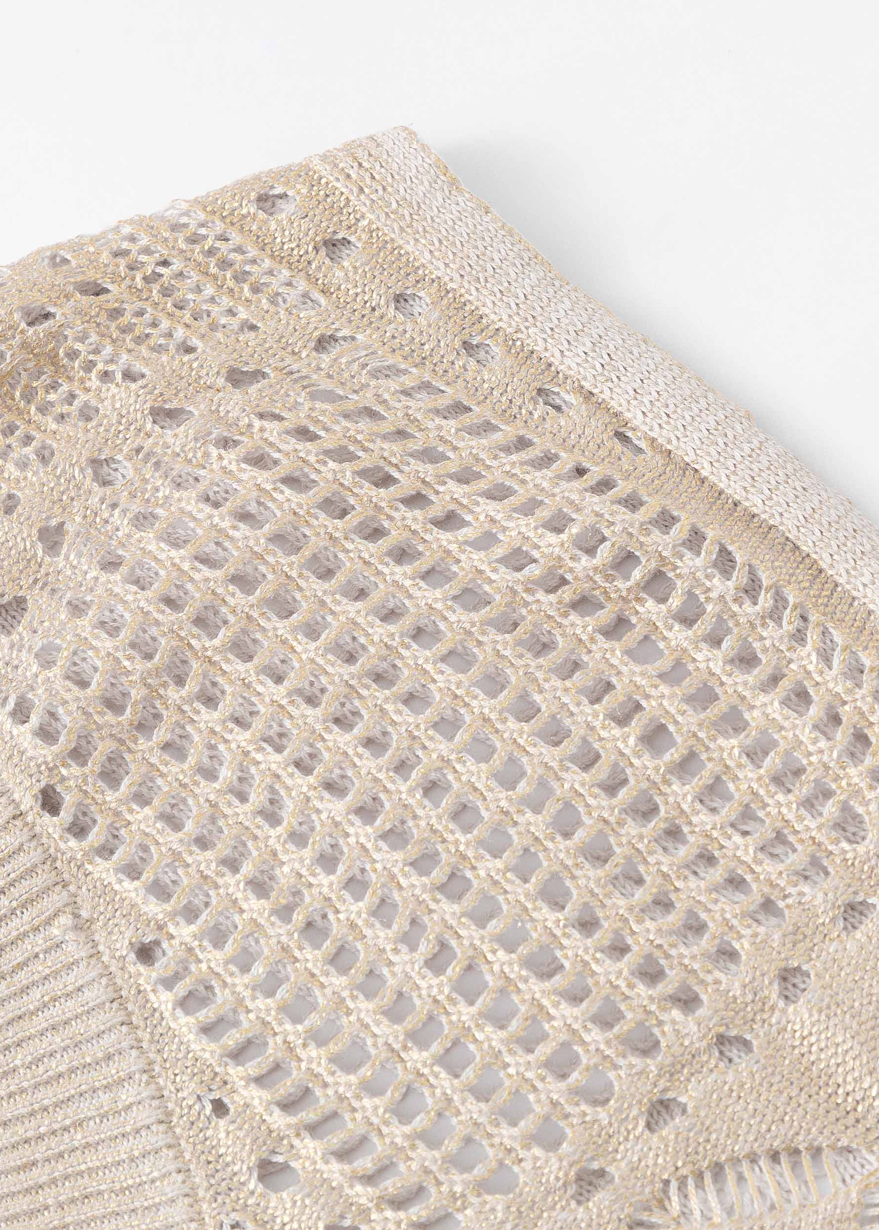 N.263 TOP EN MAILLE OUVERTE À COL EN V EN FEUILLE D'OR - FEUILLE D'OR