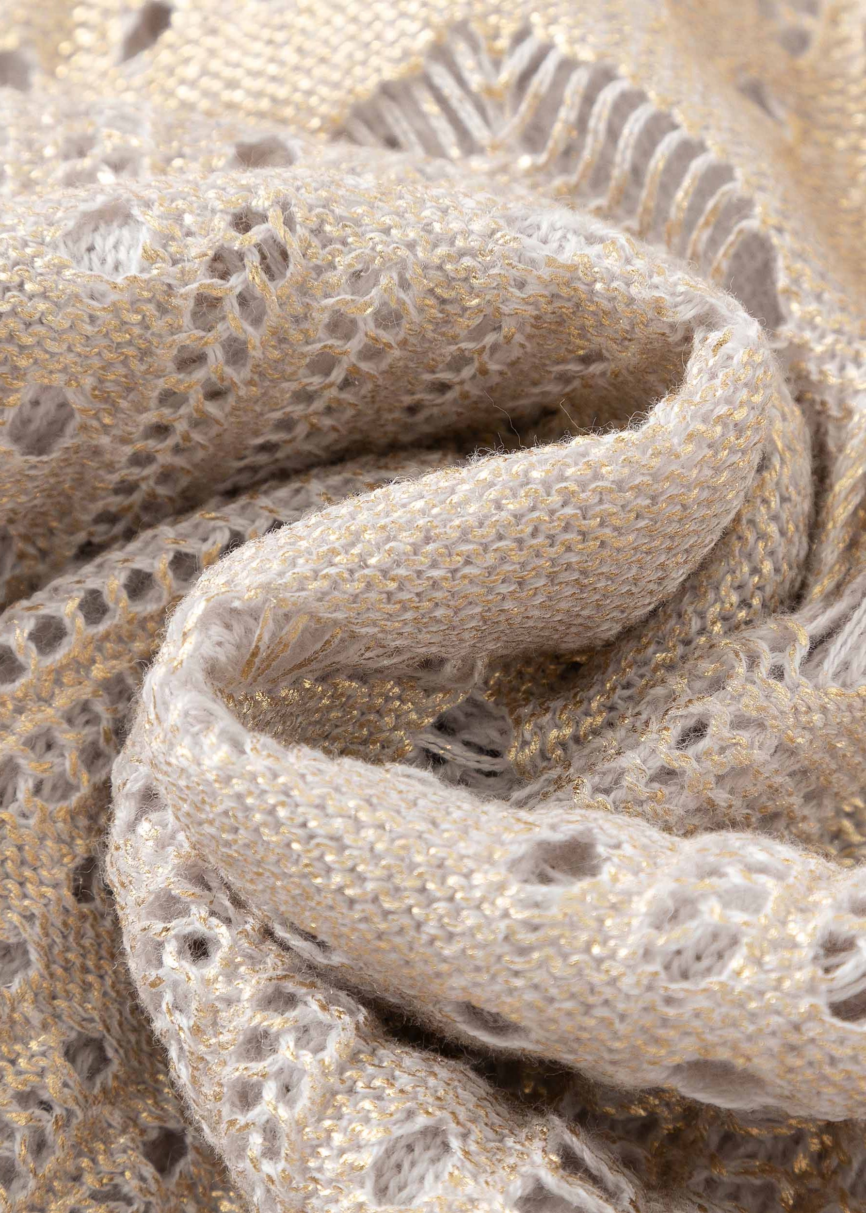 N.263 TOP EN MAILLE OUVERTE À COL EN V EN FEUILLE D'OR - FEUILLE D'OR