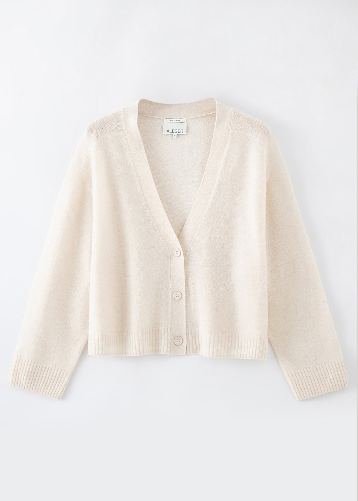 N.275 PURE CASHMERE FEATHER WEIGHT CARDIGAN PEARL SHELL