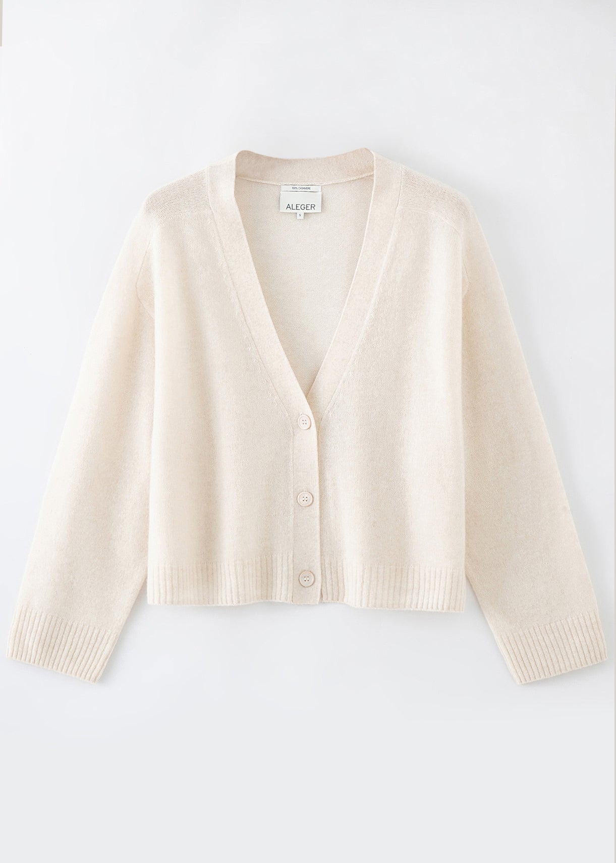 N.275 PURE CASHMERE FEATHER WEIGHT CARDIGAN PEARL SHELL