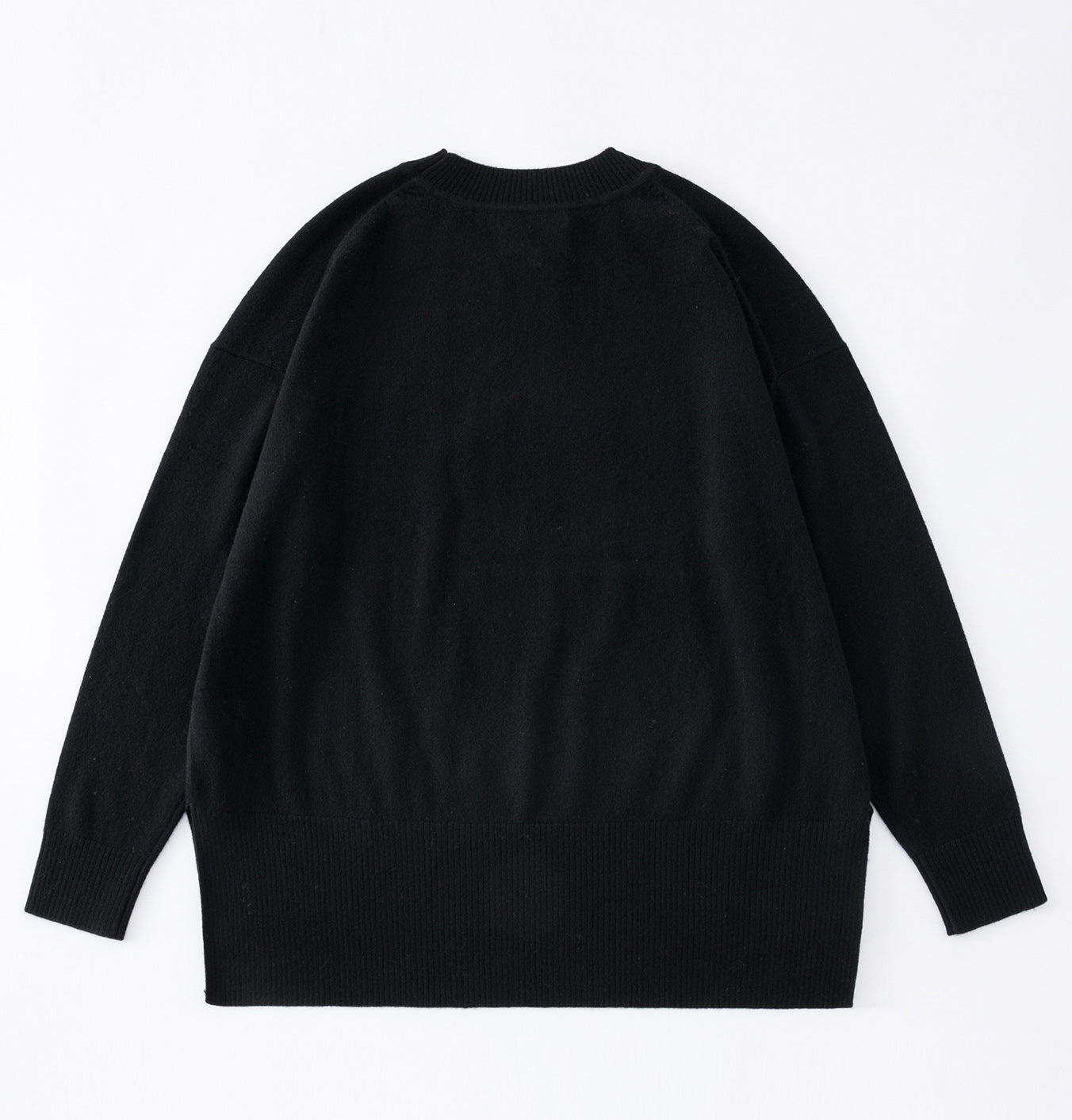 N.284 PURE CASHMERE OVERSIZED HIGH LOW CREW BLACK