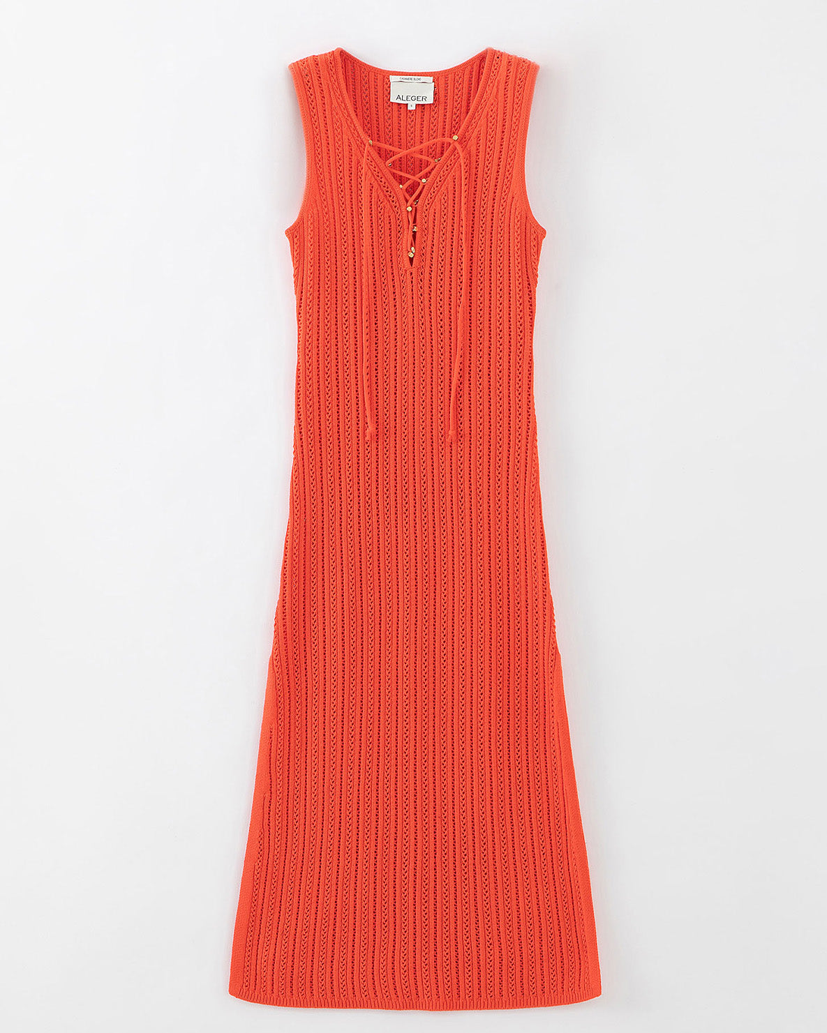 N.298 LACE FRONT RIBBED CAMI DRESS-FIRE