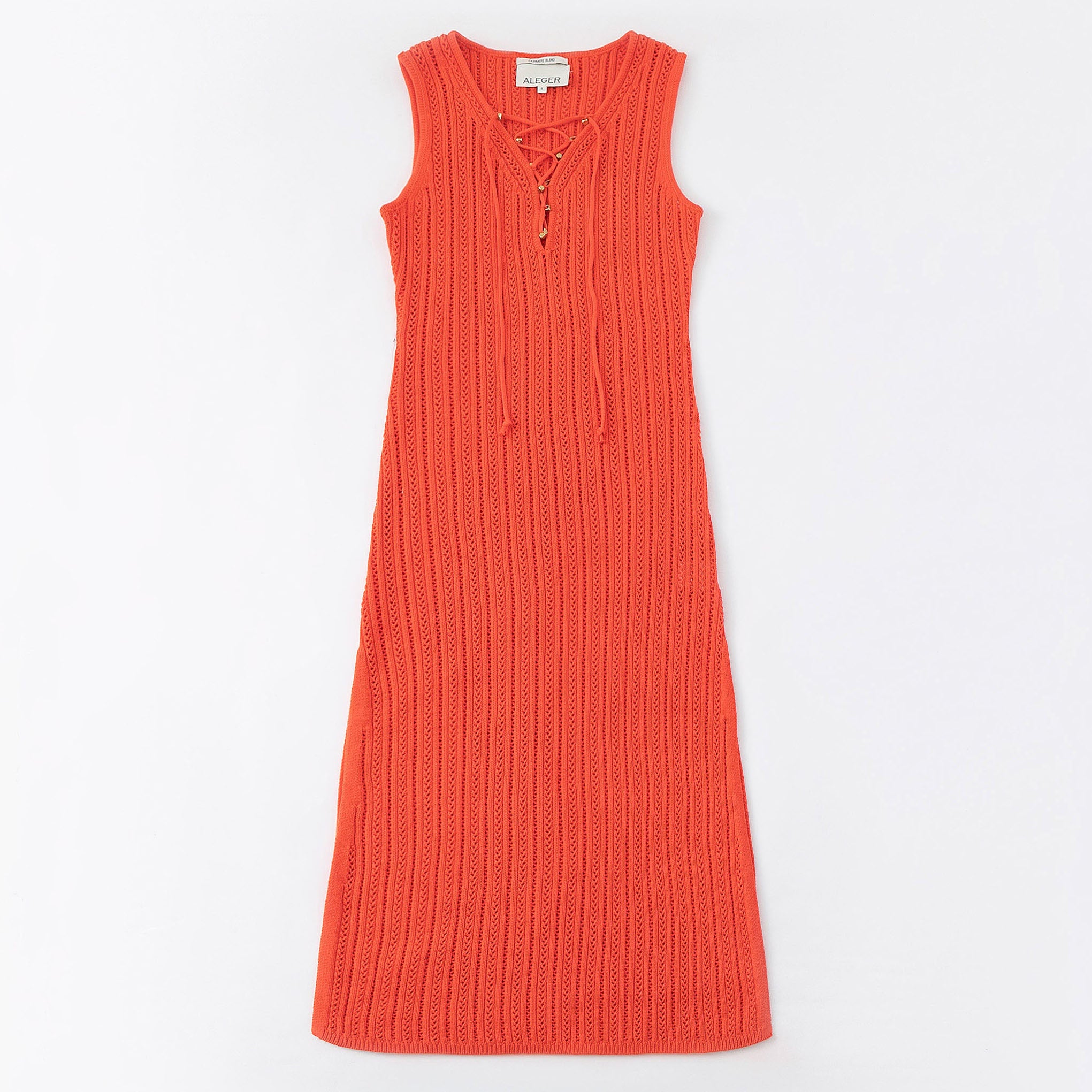 N.298 LACE FRONT RIBBED CAMI DRESS-FIRE