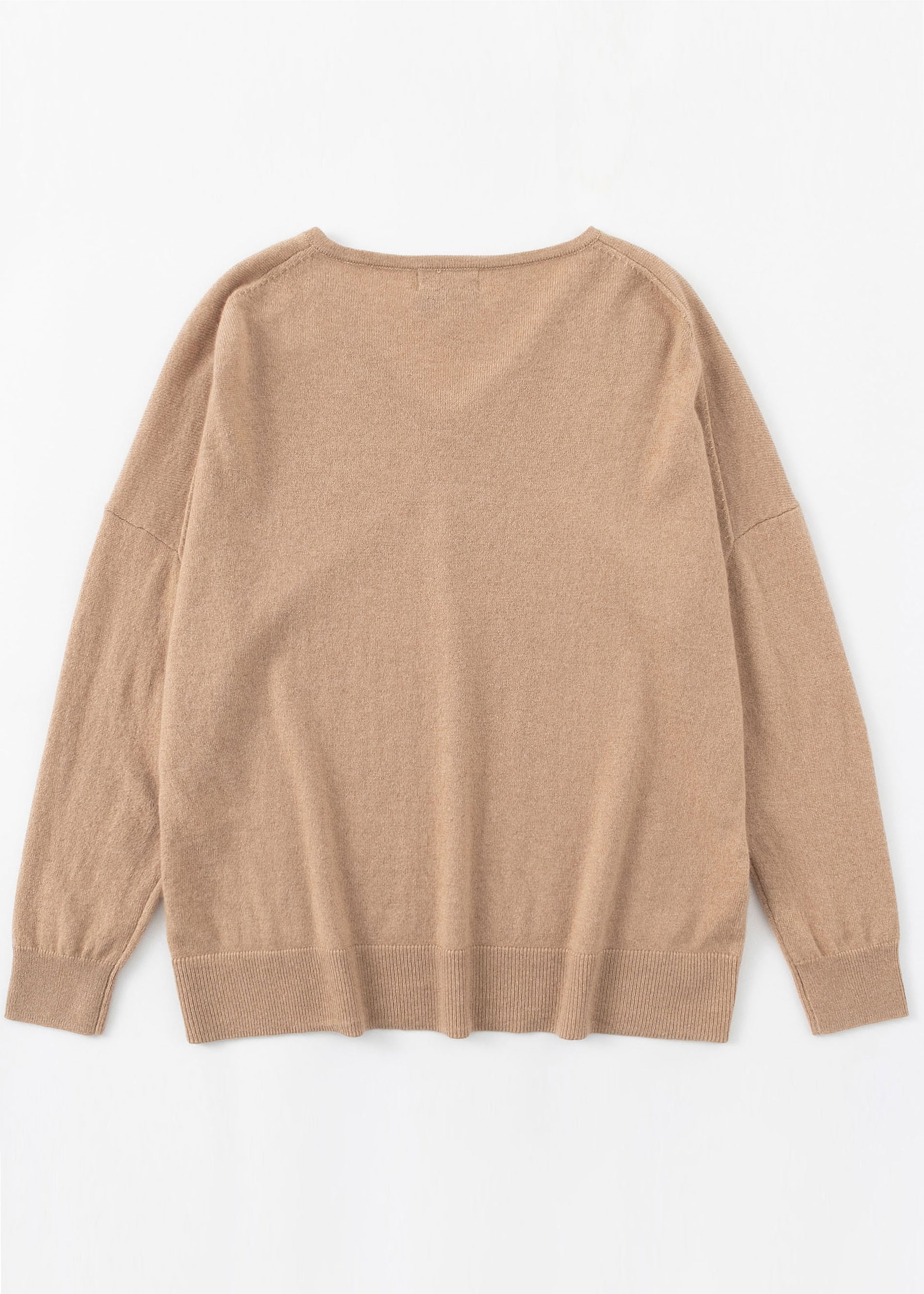 N.29 PURE CASHMERE OVERSIZED V NECK TAN