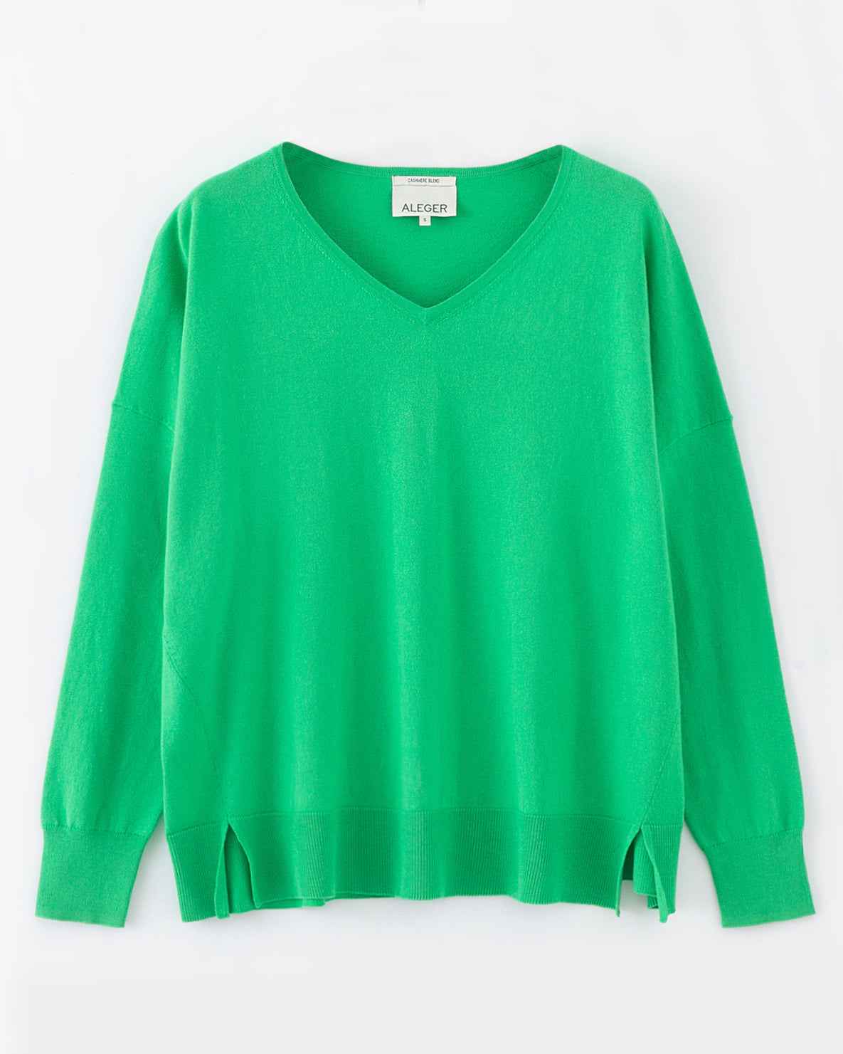 N.29 ORGANIC COTTON + CASHMERE OVERSIZED V NECK-KELLY GREEN