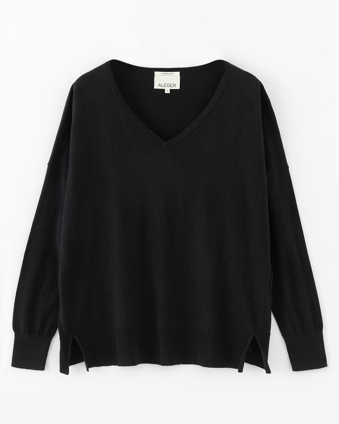 N.29 PIMA COTTON + CASHMERE OVERSIZED V NECK-BLACK