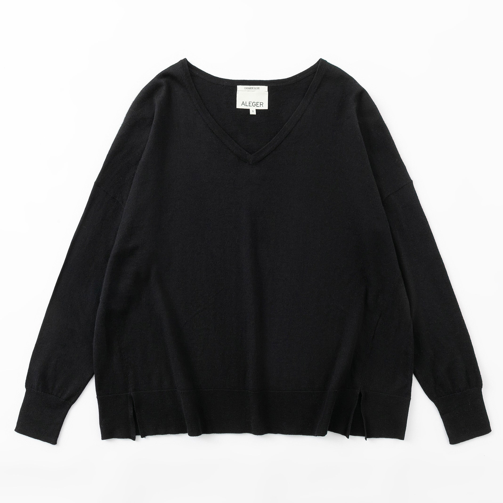 N.29 PIMA COTON + CACHEMIRE COL V OVERSIZE - NOIR