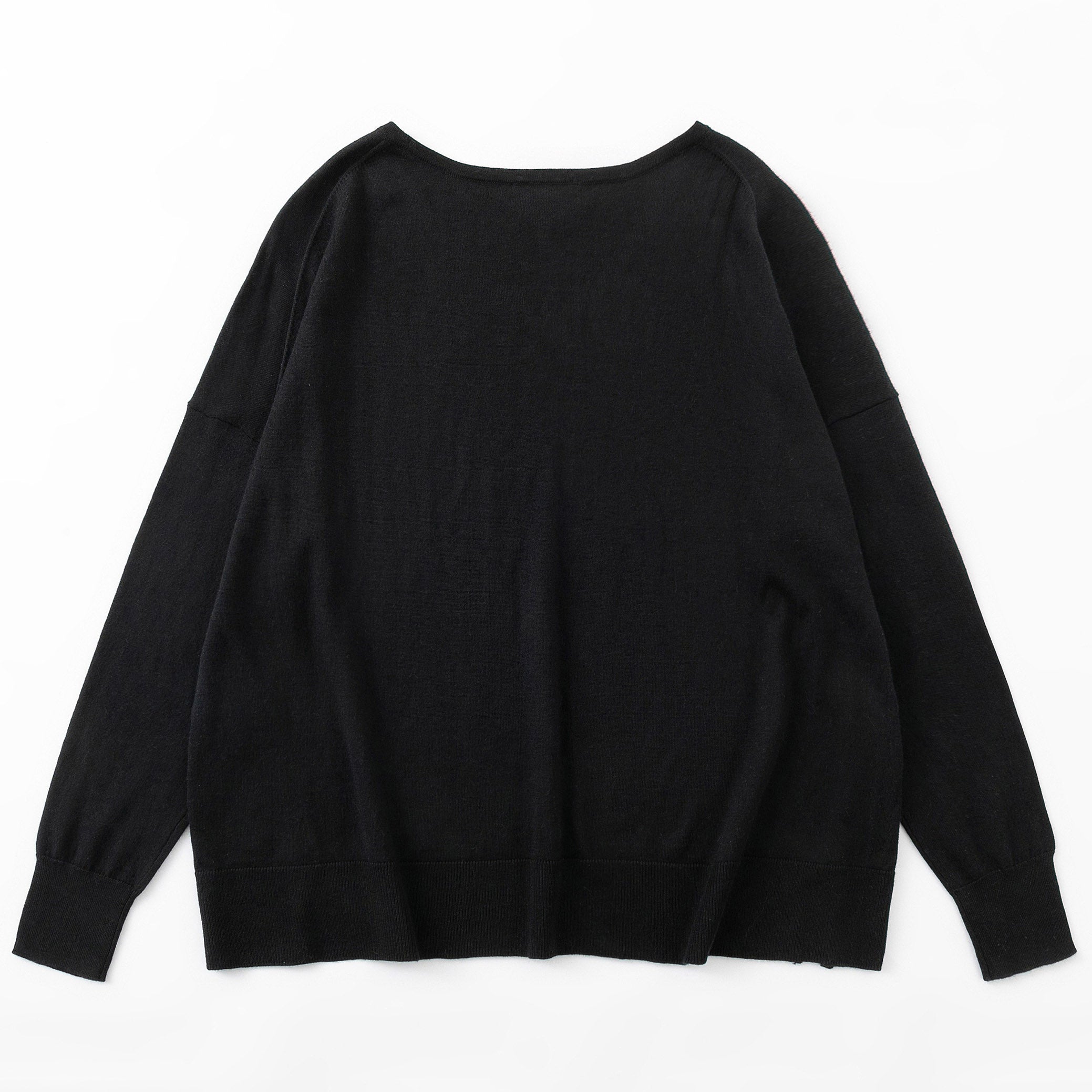 N.29 PIMA COTON + CACHEMIRE COL V OVERSIZE - NOIR