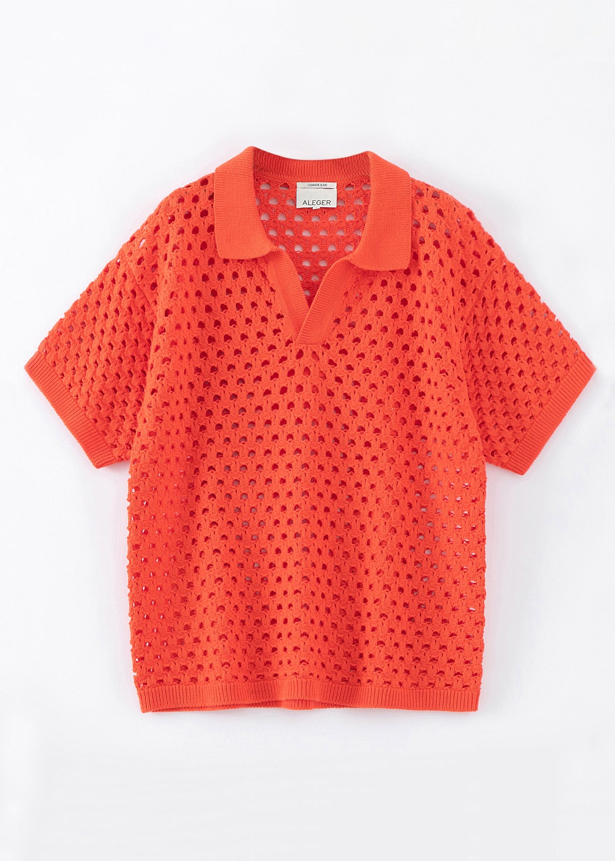 N.303 OVERSIZED OPEN KNIT POLO - FIRE