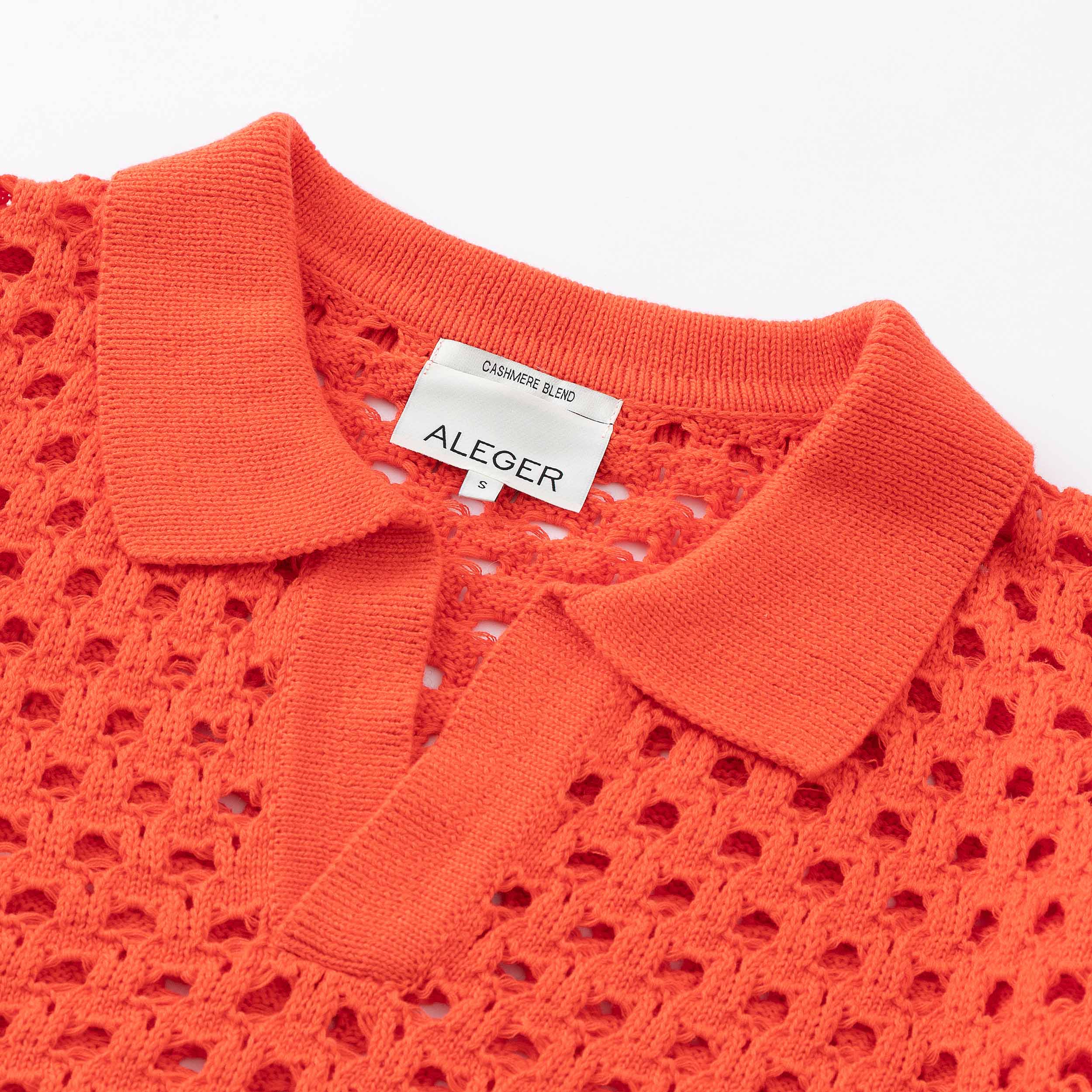 N.303 ORGANIC COTTON + CASHMERE OVERSIZED OPEN KNIT SS POLO-FIRE