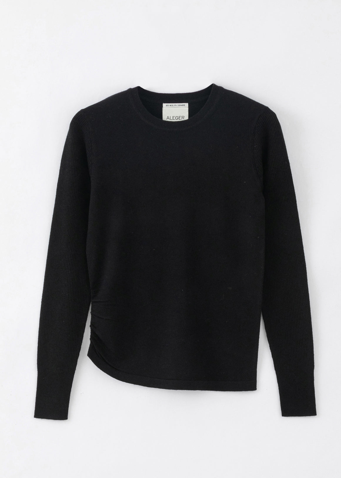 N.314 CASHMERE BLEND ROUCHED SEAM TOP BLACK