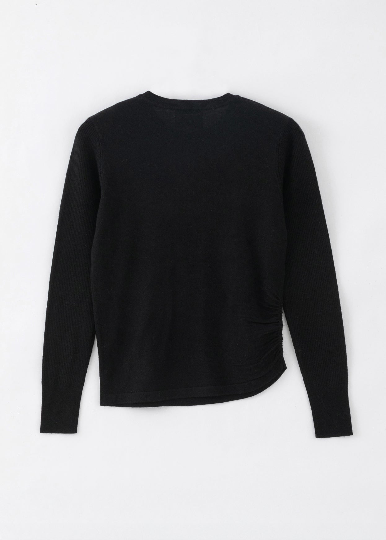 N.314 CASHMERE BLEND ROUCHED SEAM TOP BLACK