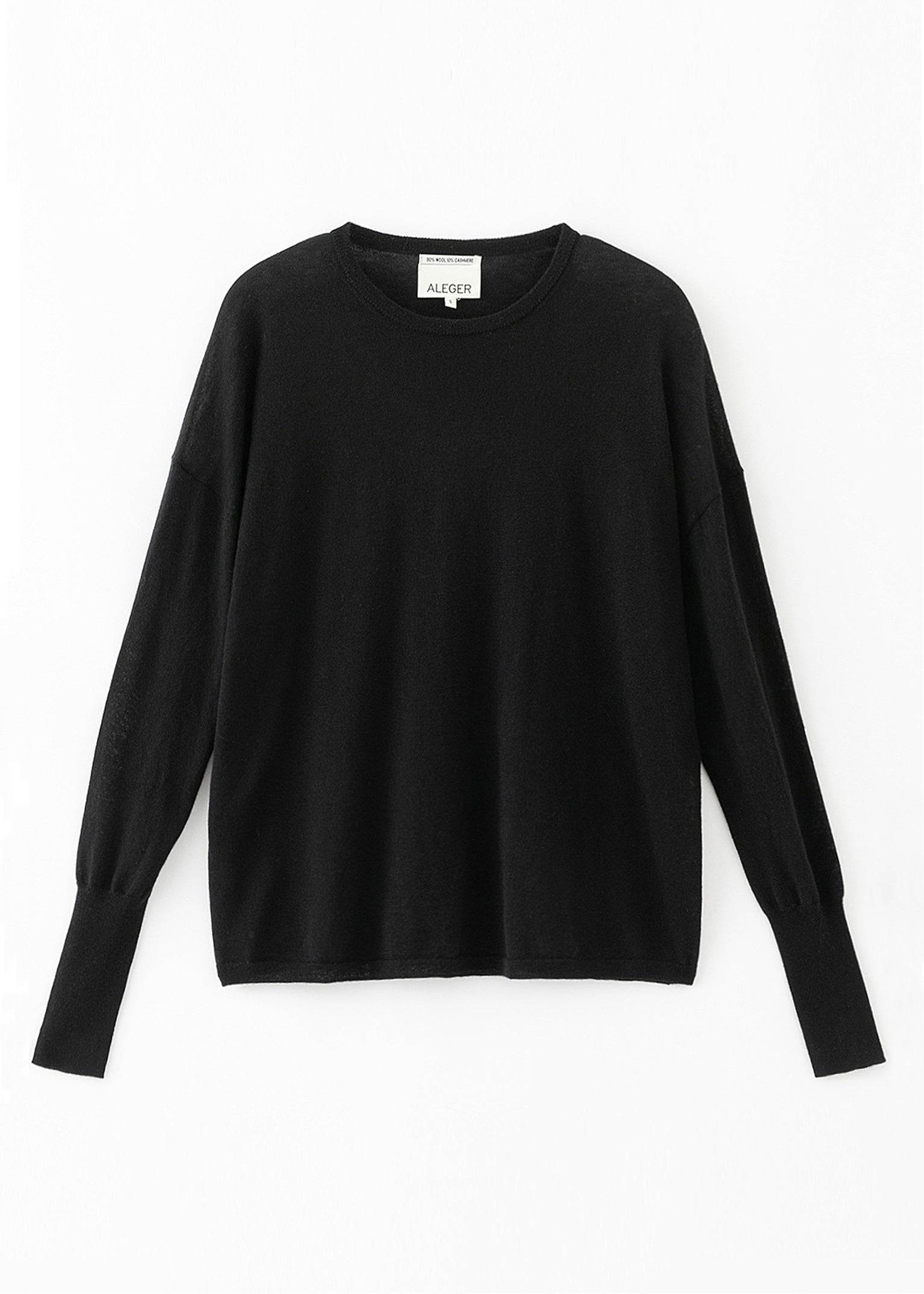 N.316 CASHMERE BLEND TULIP SLEEVE TOP BLACK