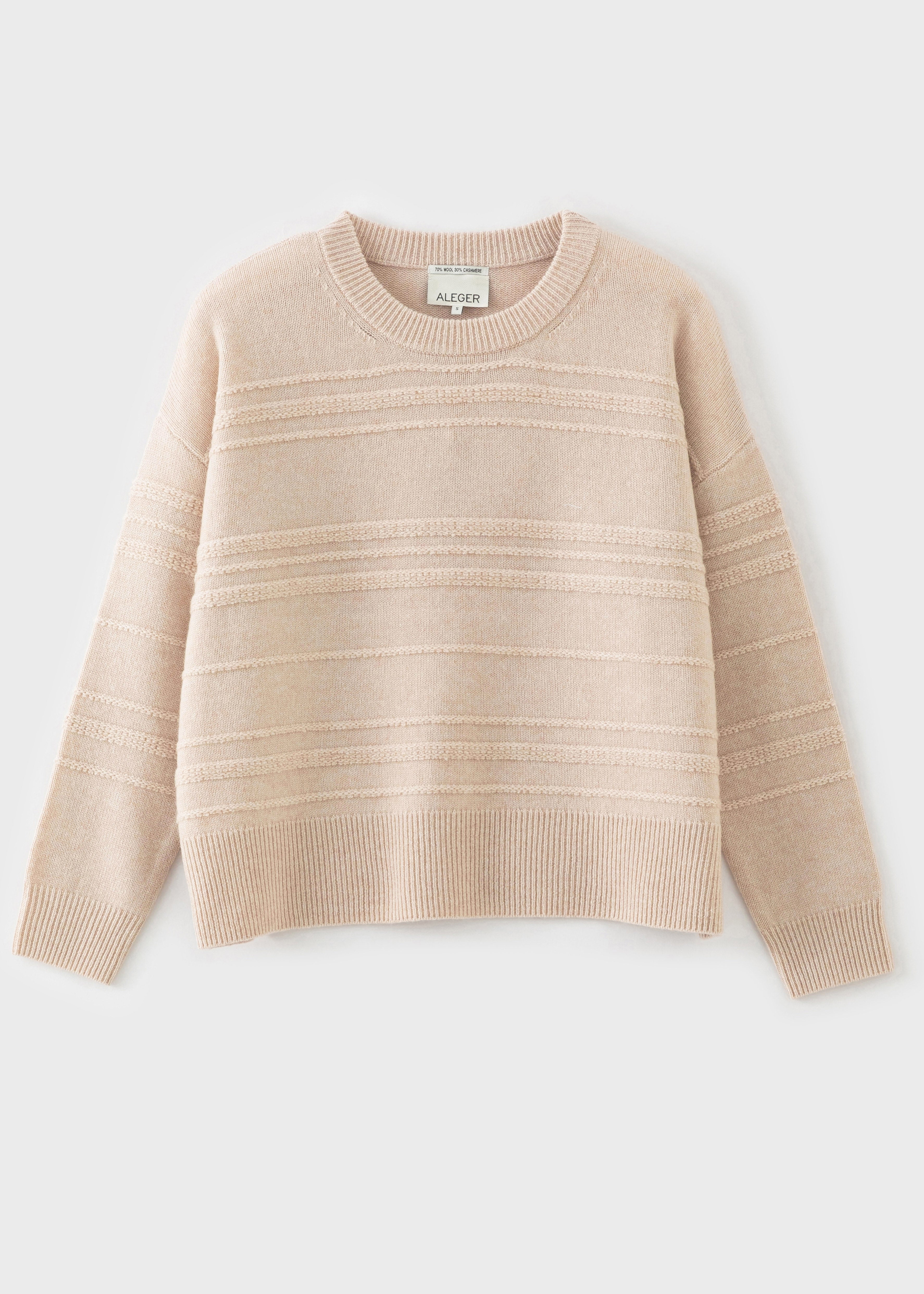 N.330 CASHMERE BLEND LOOPY OVERSIZED CREW NECK SHELL BEIGE