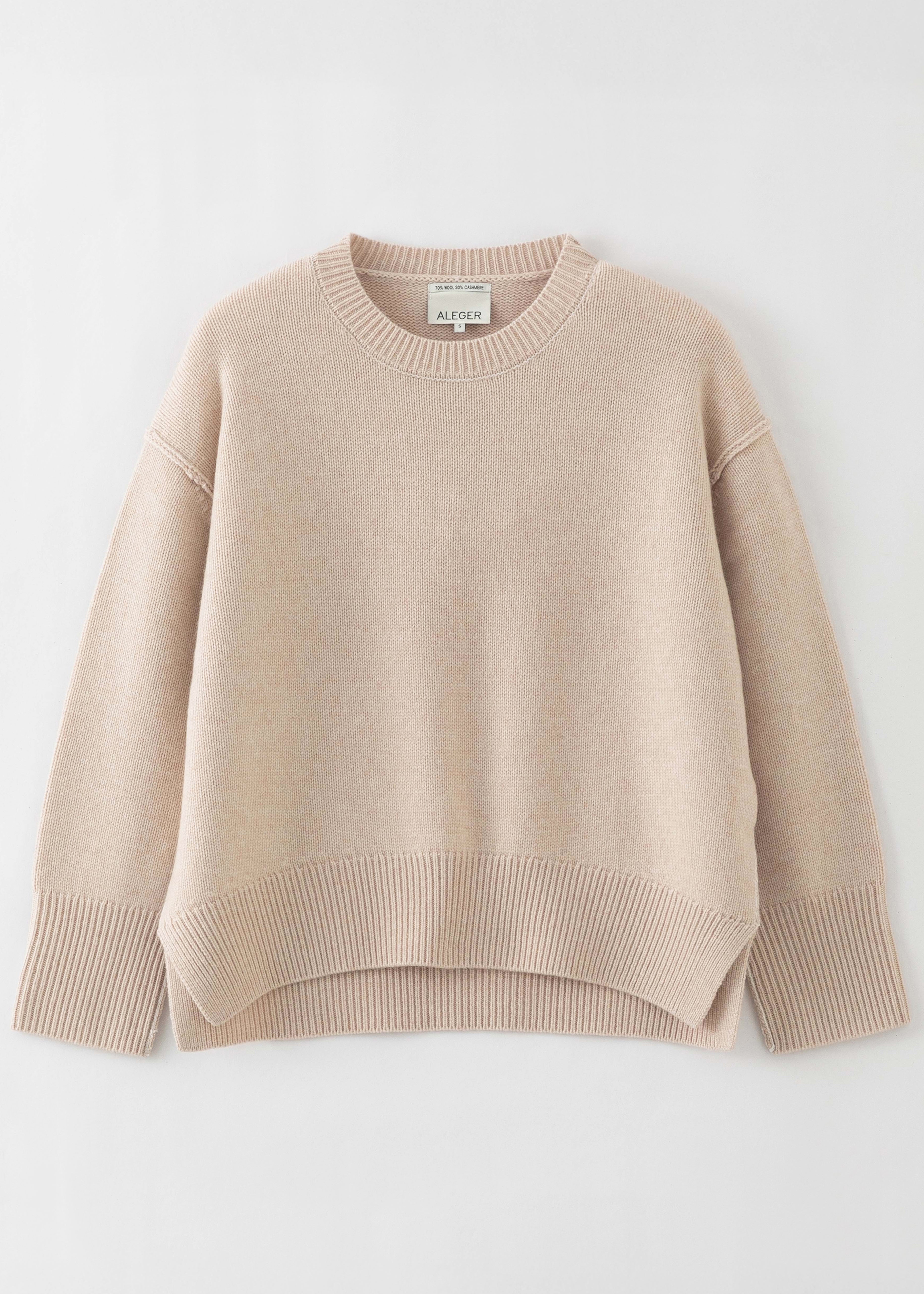 N.331 CASHMERE BLEND SUPER CHUNKY CREW SHELL BEIGE