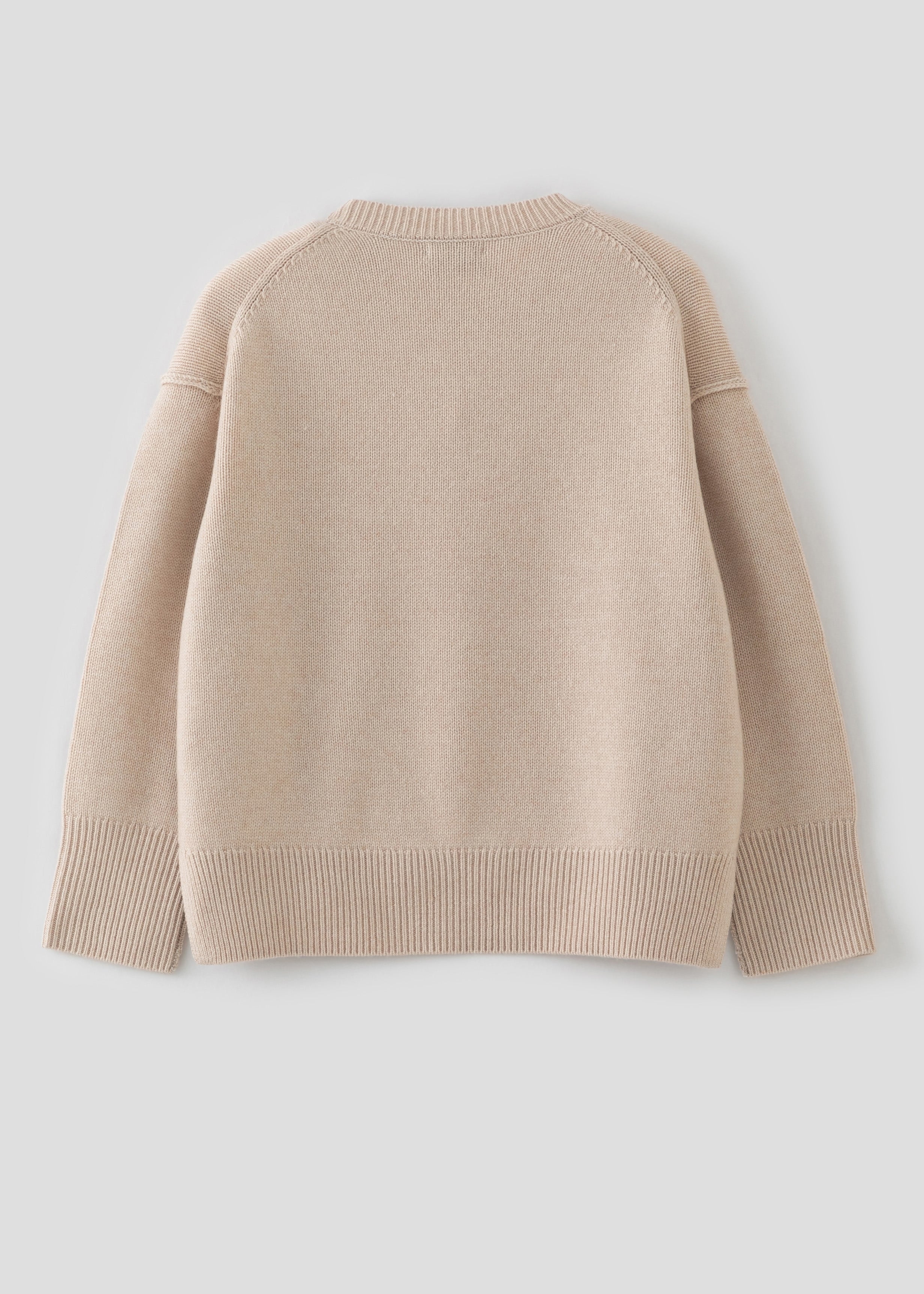 N.331 CASHMERE BLEND SUPER CHUNKY CREW SHELL BEIGE