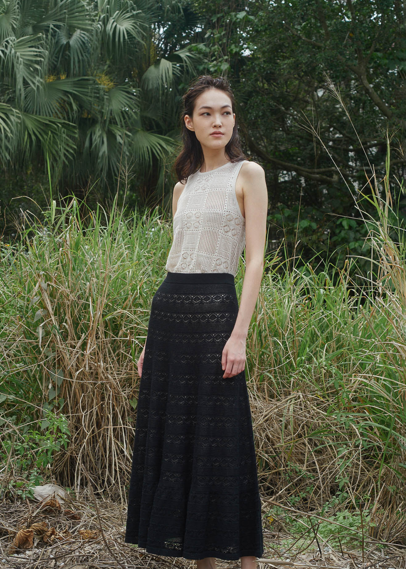 N.2267 TIERED LACE SKIRT - BLACK