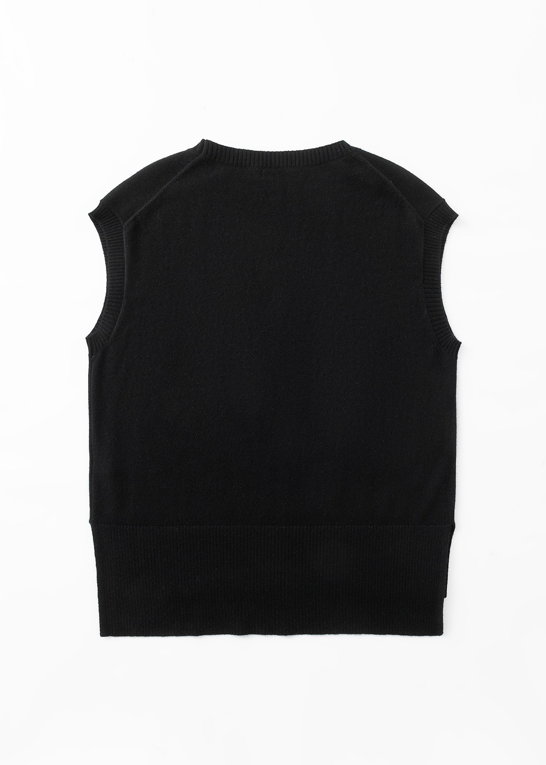 N.345 PURE CASHMERE HIGH LOW VEST BLACK