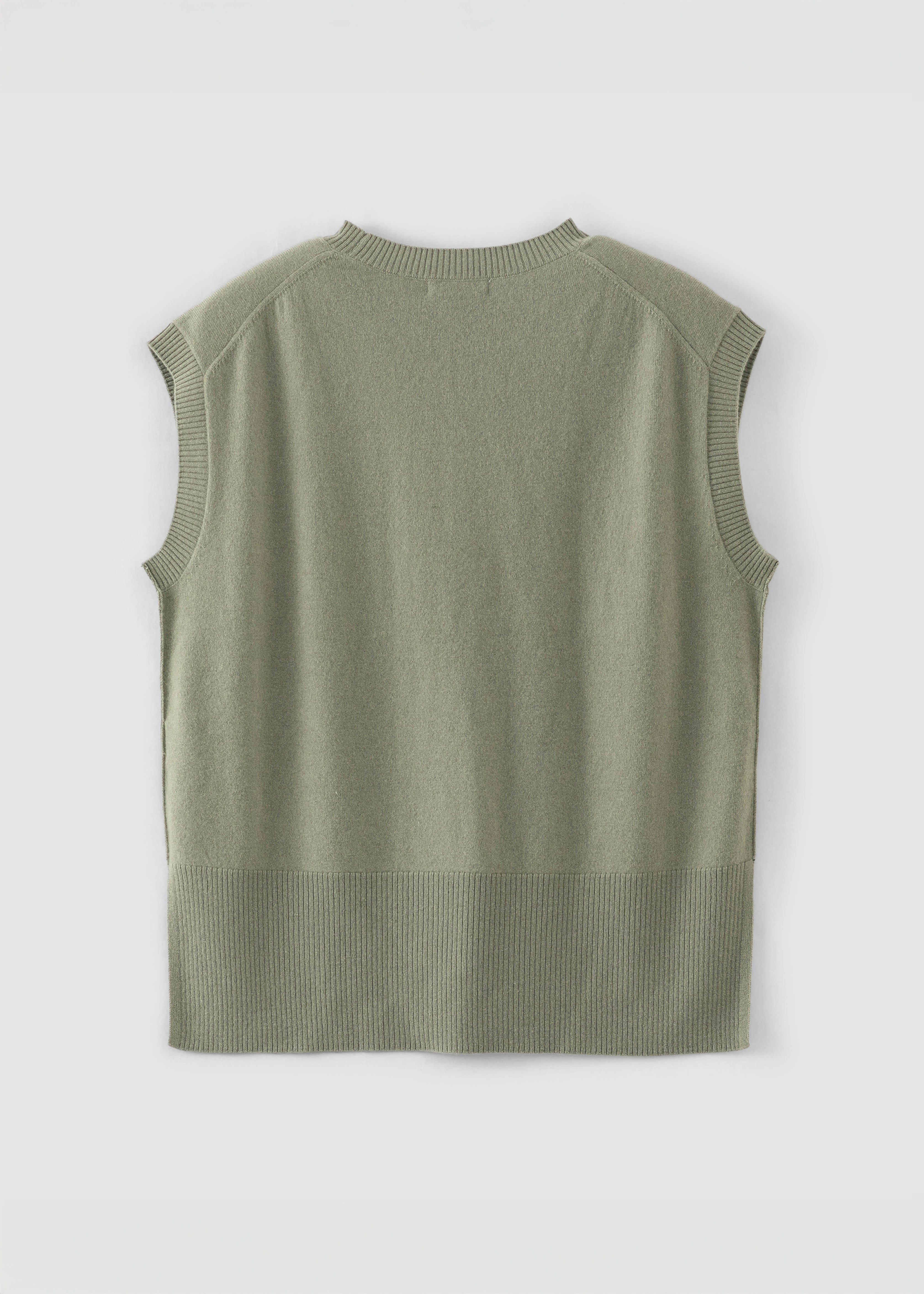 N.345 PURE CASHMERE HIGH LOW VEST MOSS