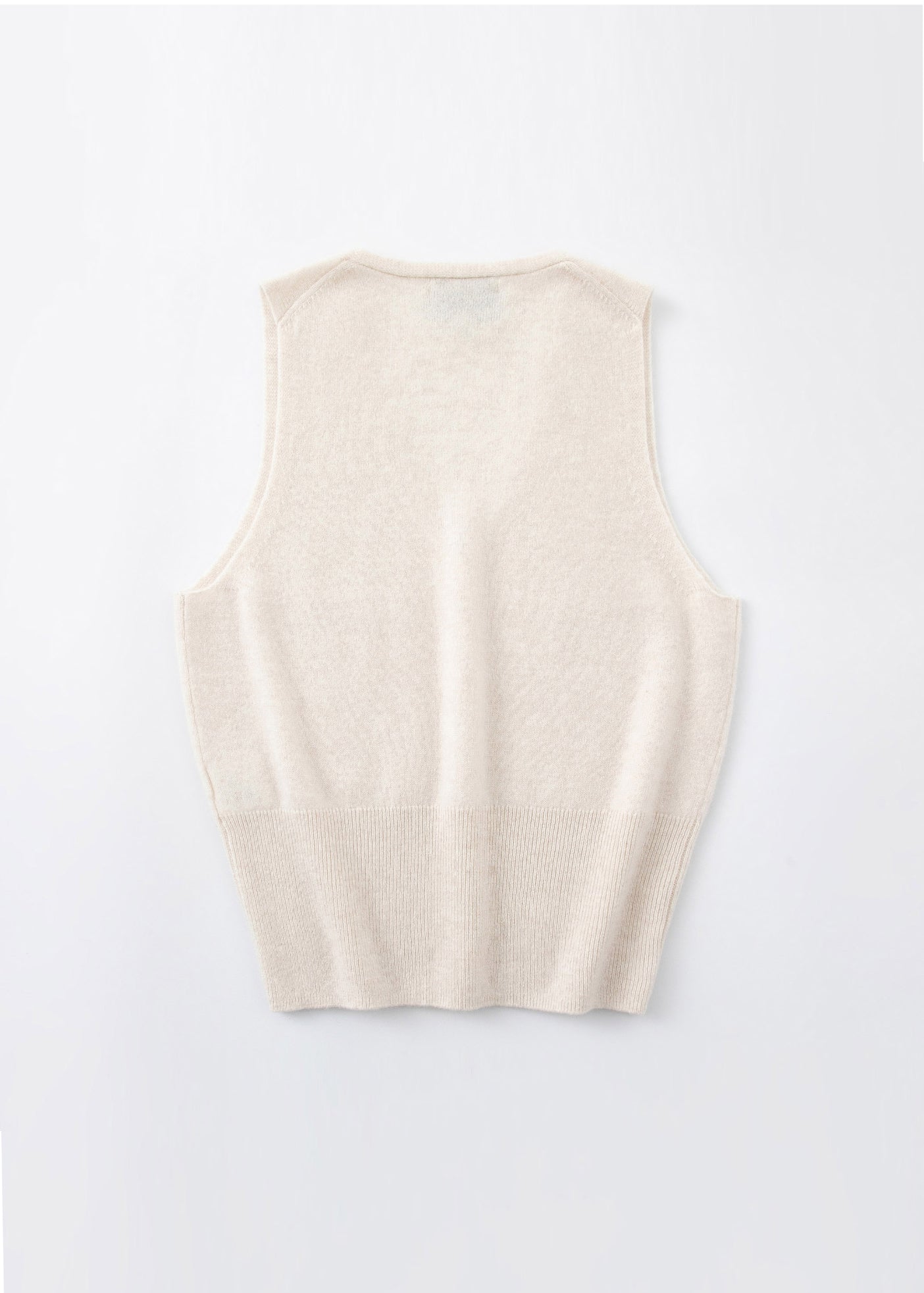 N.35 PURE CASHMERE LOW V TANK PEARL SHELL