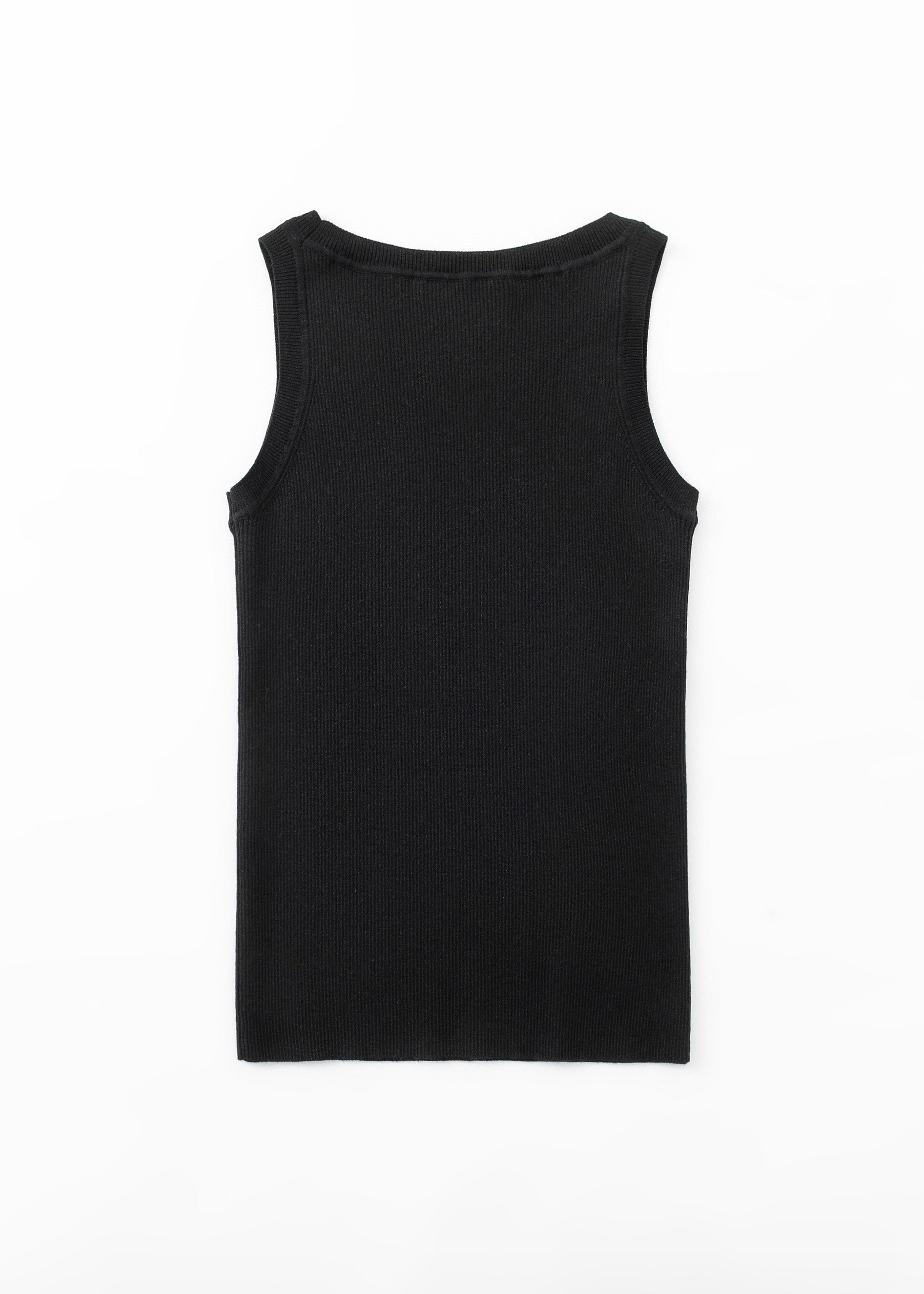N.85 PIMA COTTON + CASHMERE SKINNY RIB TANK-BLACK