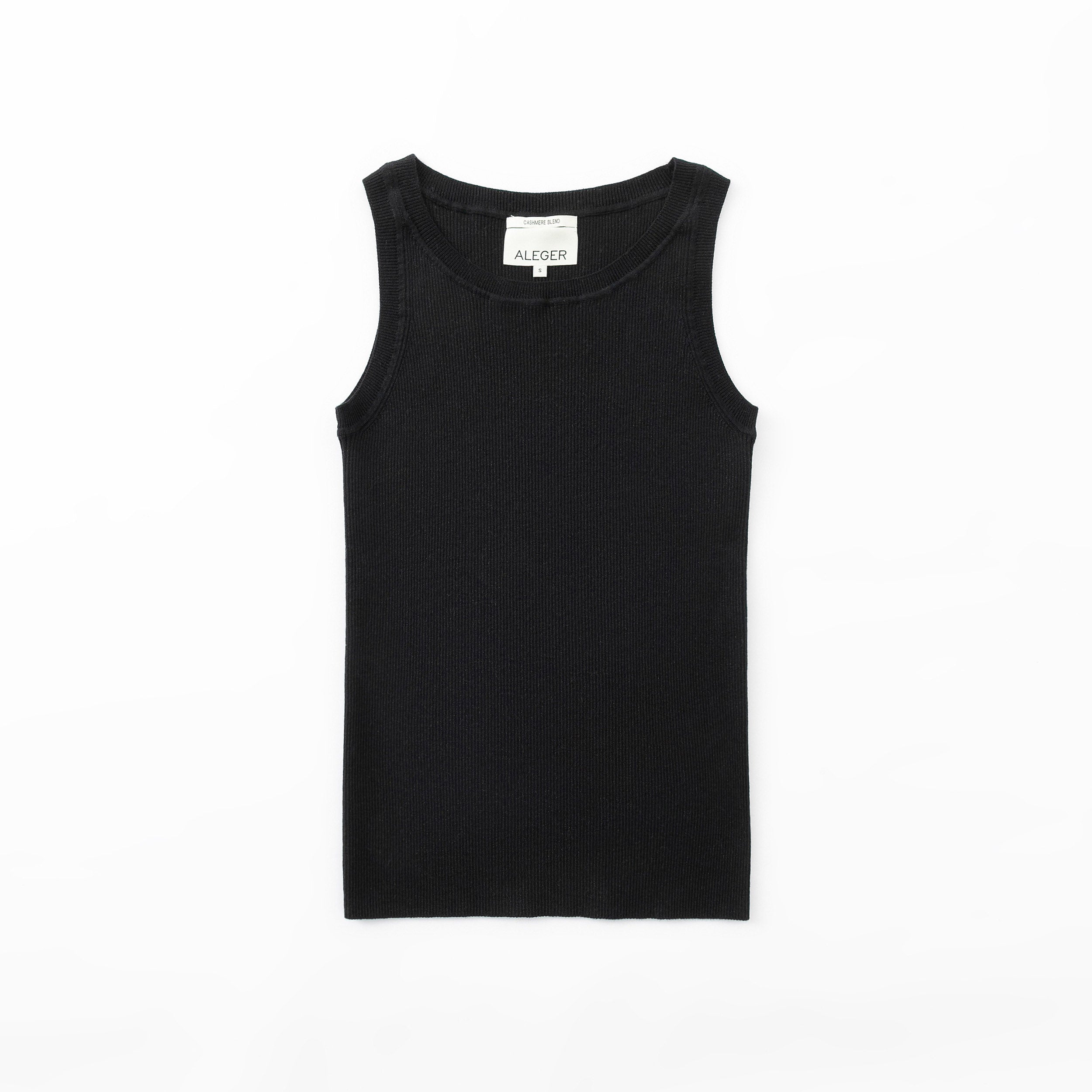 N.85 PIMA COTTON + CASHMERE SKINNY RIB TANK-BLACK