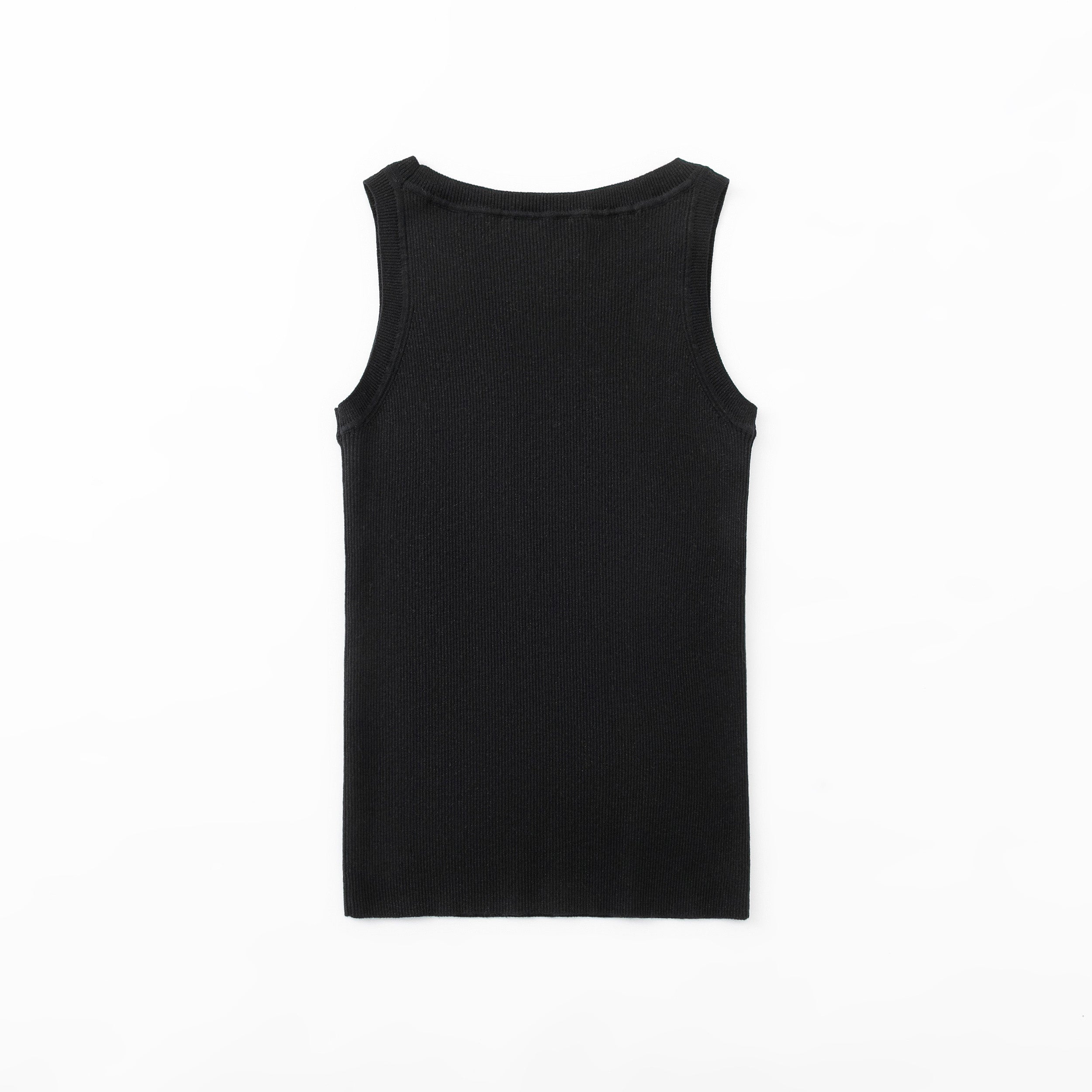 N.85 PIMA COTTON + CASHMERE SKINNY RIB TANK-BLACK