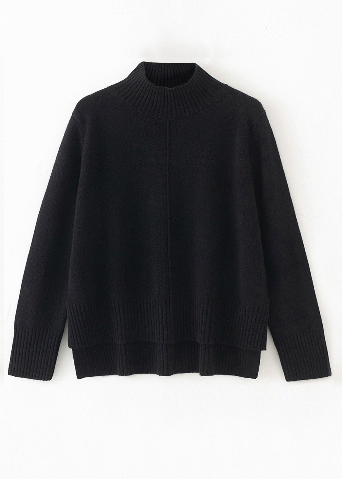 N.93 CASHMERE BLEND MINI DETAIL FUNNEL NECK BLACK