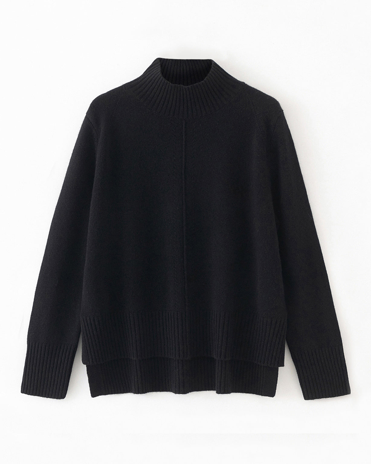 N.93 CASHMERE BLEND MINI CABLE DETAIL FUNNEL NECK - BLACK