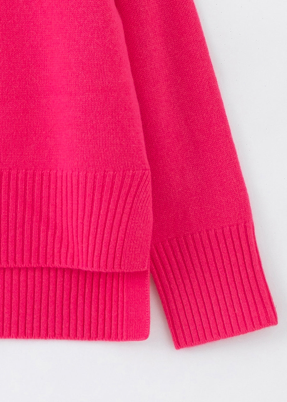 N.93 CASHMERE BLEND MINI DETAIL FUNNEL NECK PINK FLASH