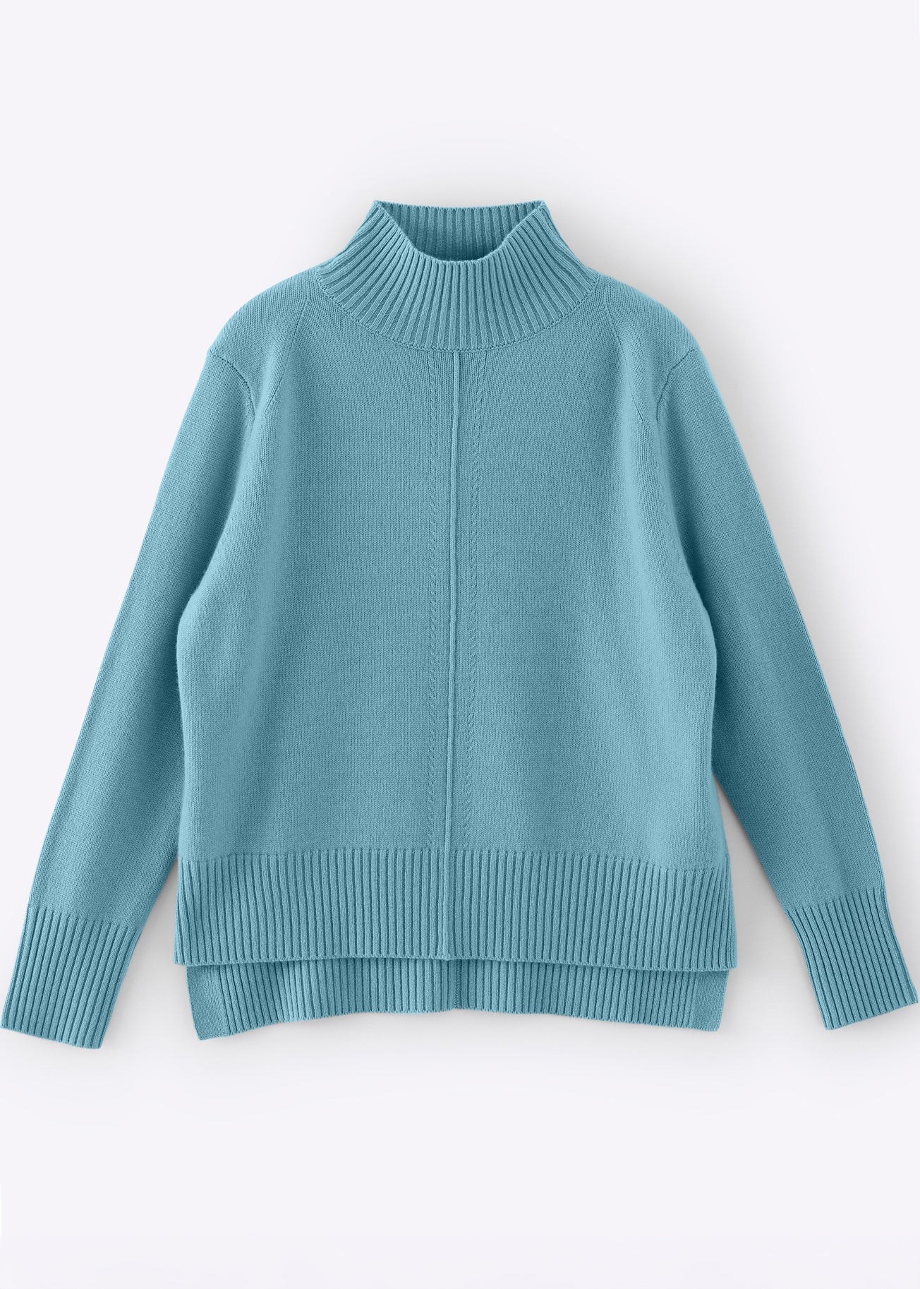 N.93 CASHMERE BLEND MINI DETAIL FUNNEL NECK SICILY BLUE