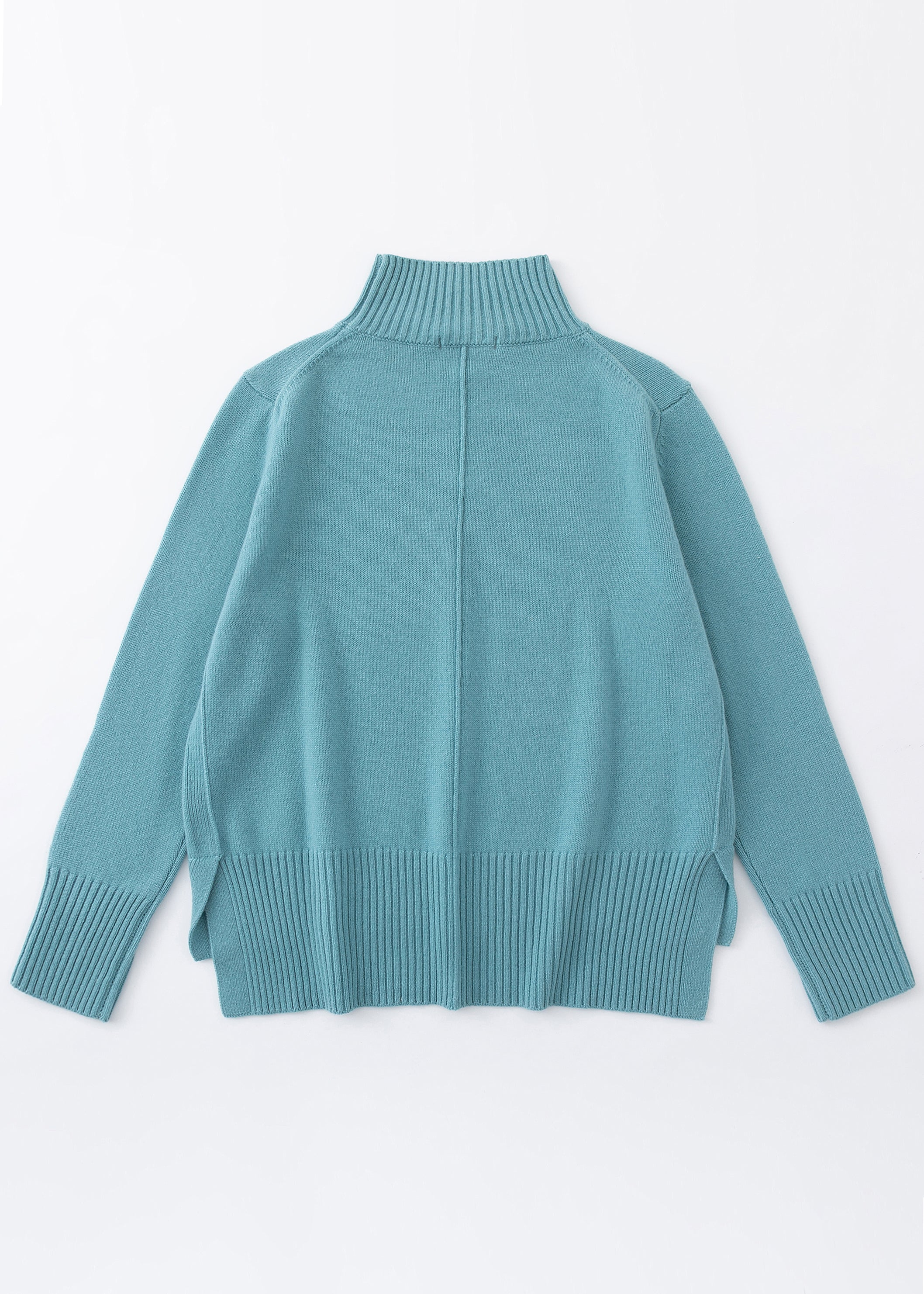 N.93 CASHMERE BLEND MINI DETAIL FUNNEL NECK SICILY BLUE