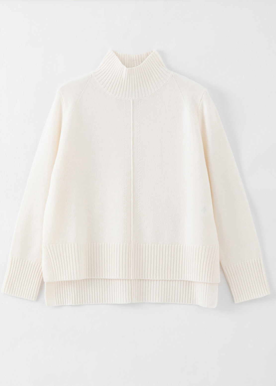 N.93 CASHMERE BLEND MINI DETAIL FUNNEL NECK WINTER WHITE