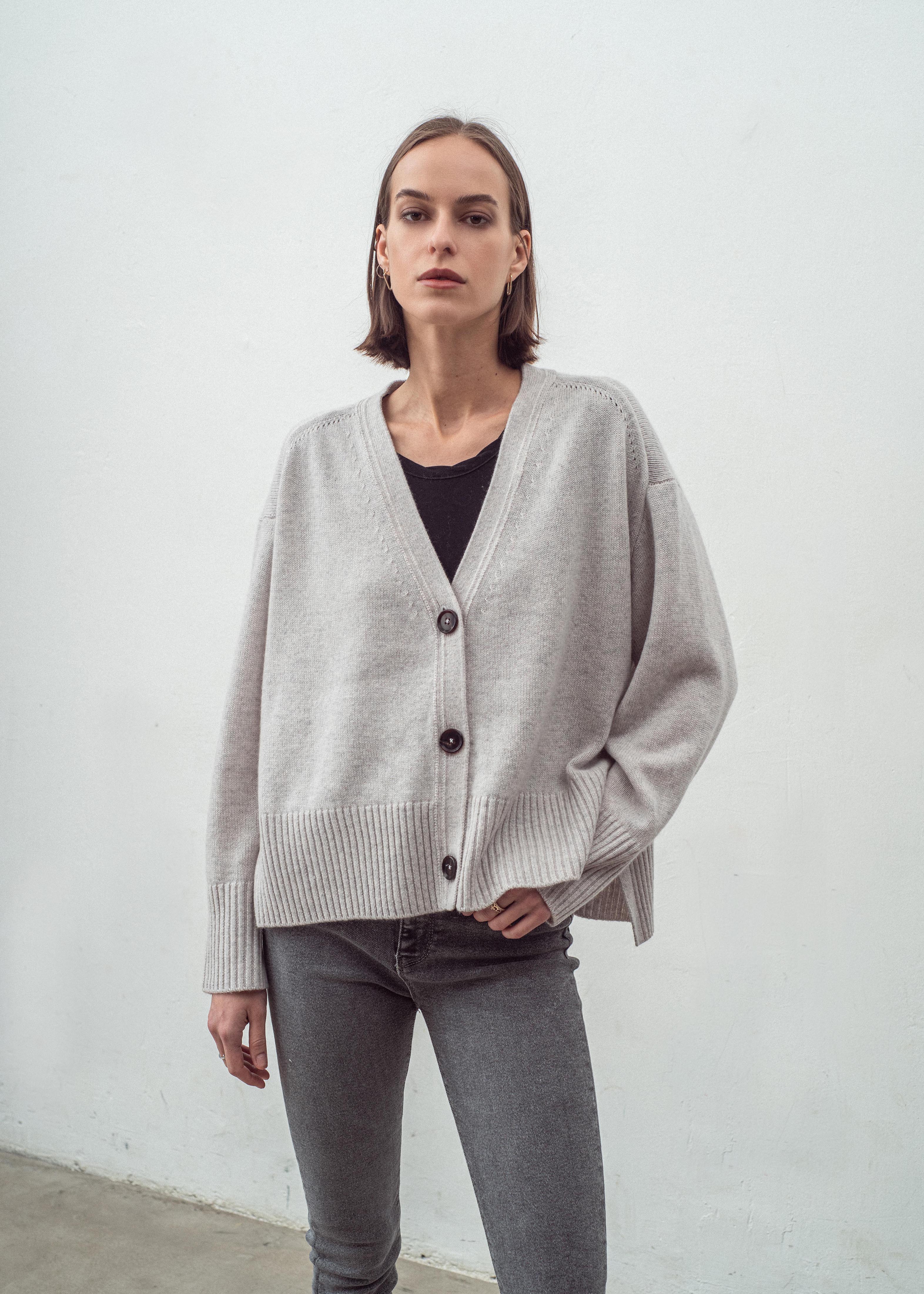 N.99 CASHMERE BLEND OVERSIZED CARDIGAN FROST