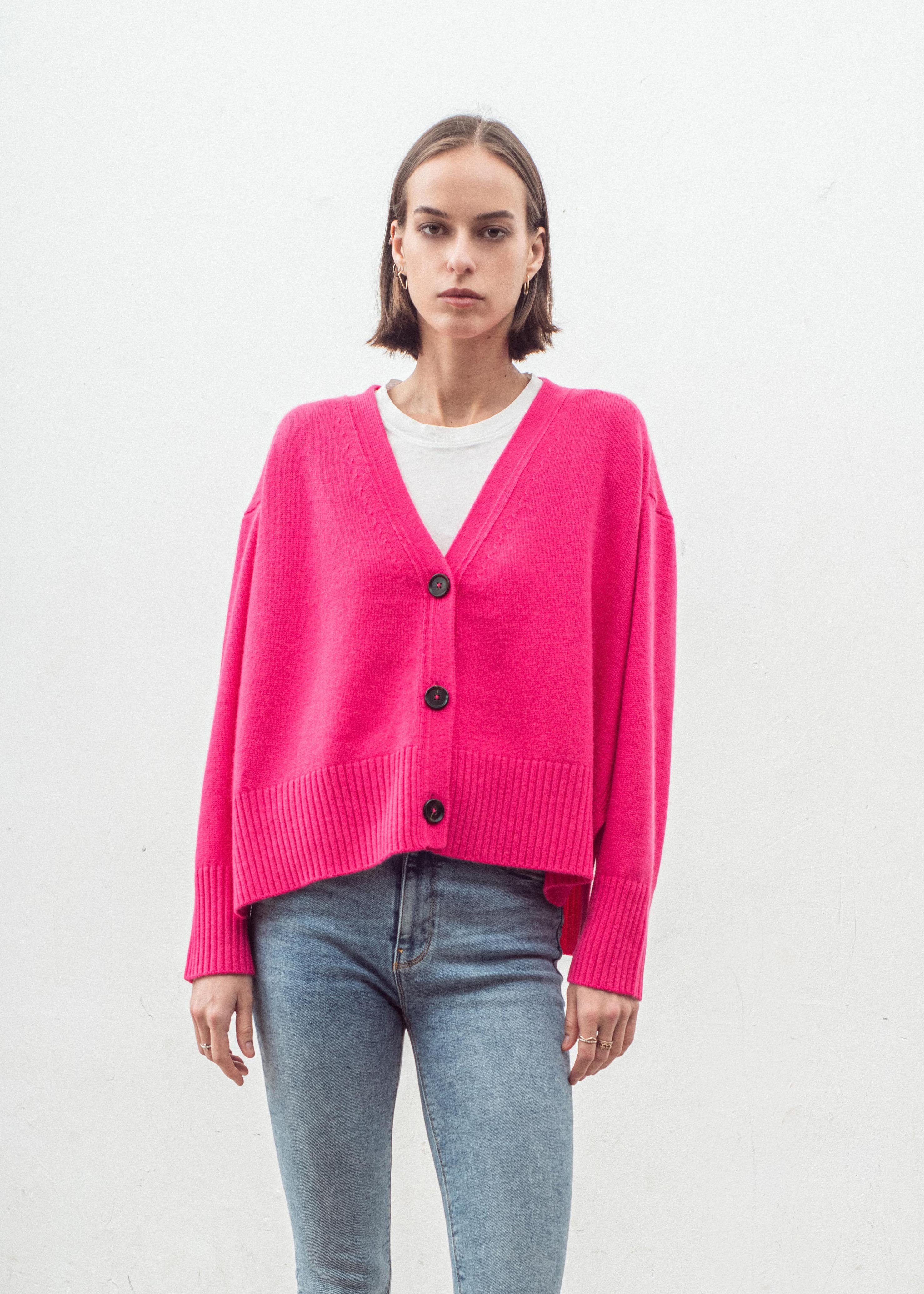 N.99 CASHMERE BLEND OVERSIZED CARDIGAN PINK FLASH