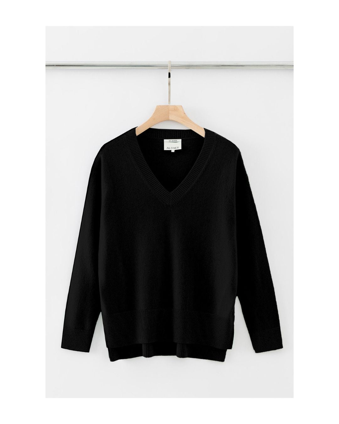 N.21 CACHEMIRE + COTON PIMA OVERSIZE COL V HAUT-BAS - NOIR 